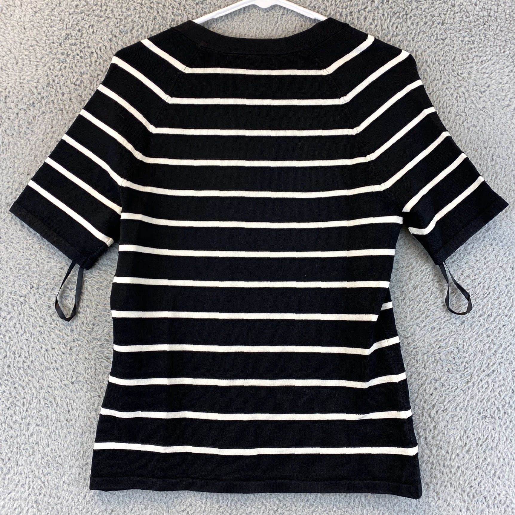 White House Black Market White House Black Market Blouse Shirt Women M Black Short Sleeve Collared Geometric Pattern Vintage No Size M / US 6-8 / IT 42-44 - 7 Thumbnail