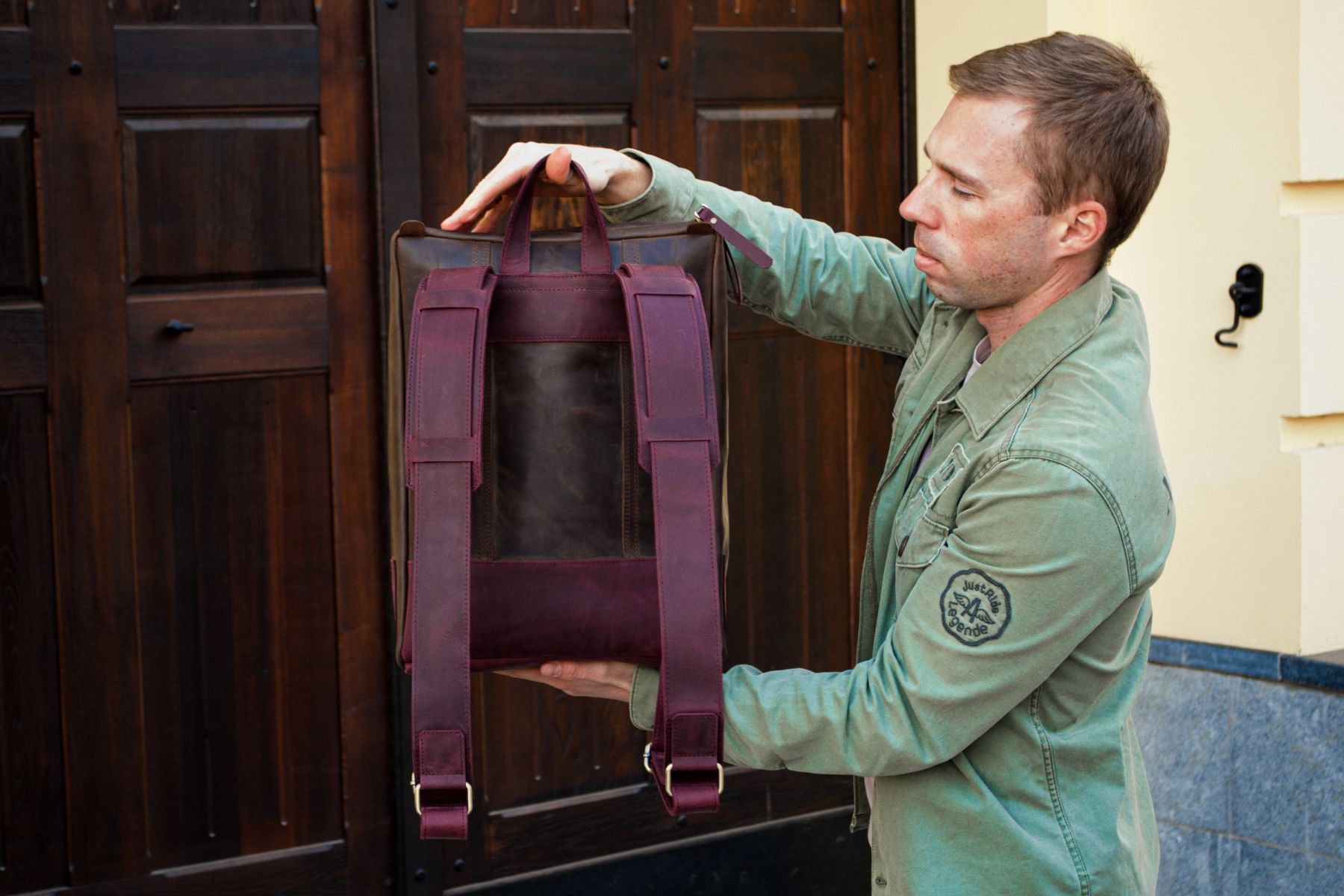 Handmade Leather Backpack. Genuine Vintage Leather CrazyHorse Size ONE SIZE - 3 Thumbnail