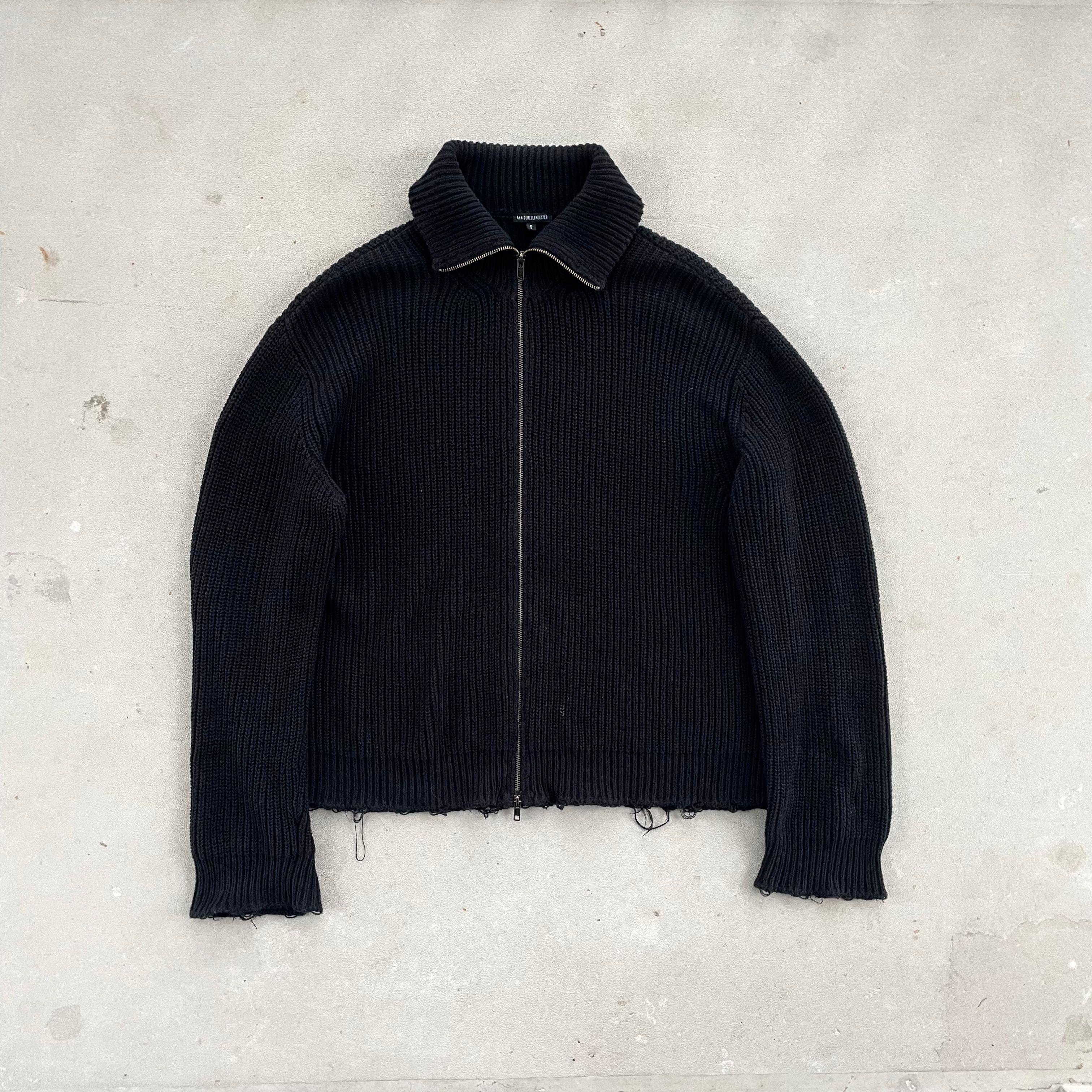 Pre-owned Ann Demeulemeester Grunge Zip-up Wool Sweater In Black