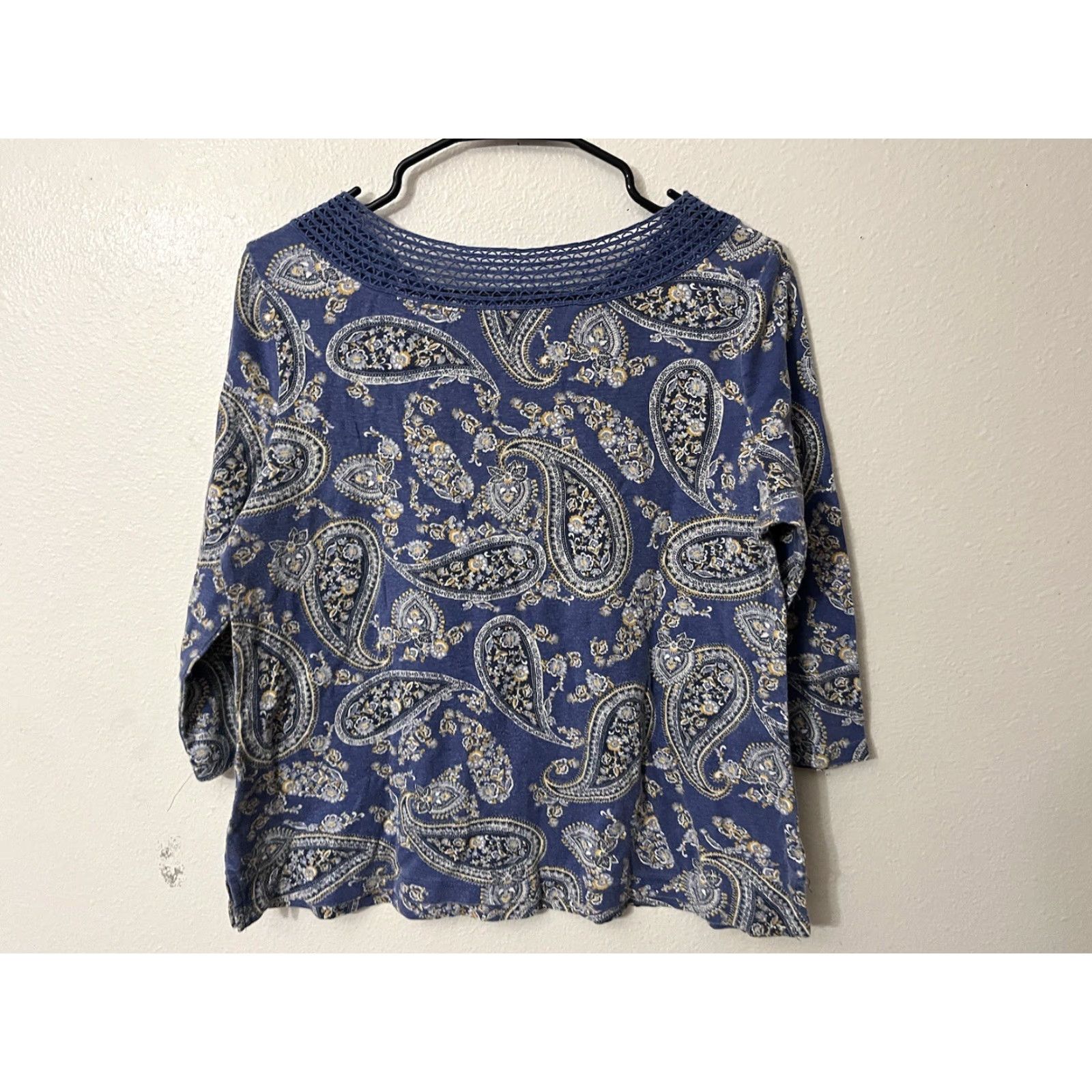 Croft & Barrow VINTAGE Croft & Barrow Blue Floral Cotton Blend 3/4 Sleeve Blouse Womens XL Size XL / US 12-14 / IT 48-50 - 3 Thumbnail