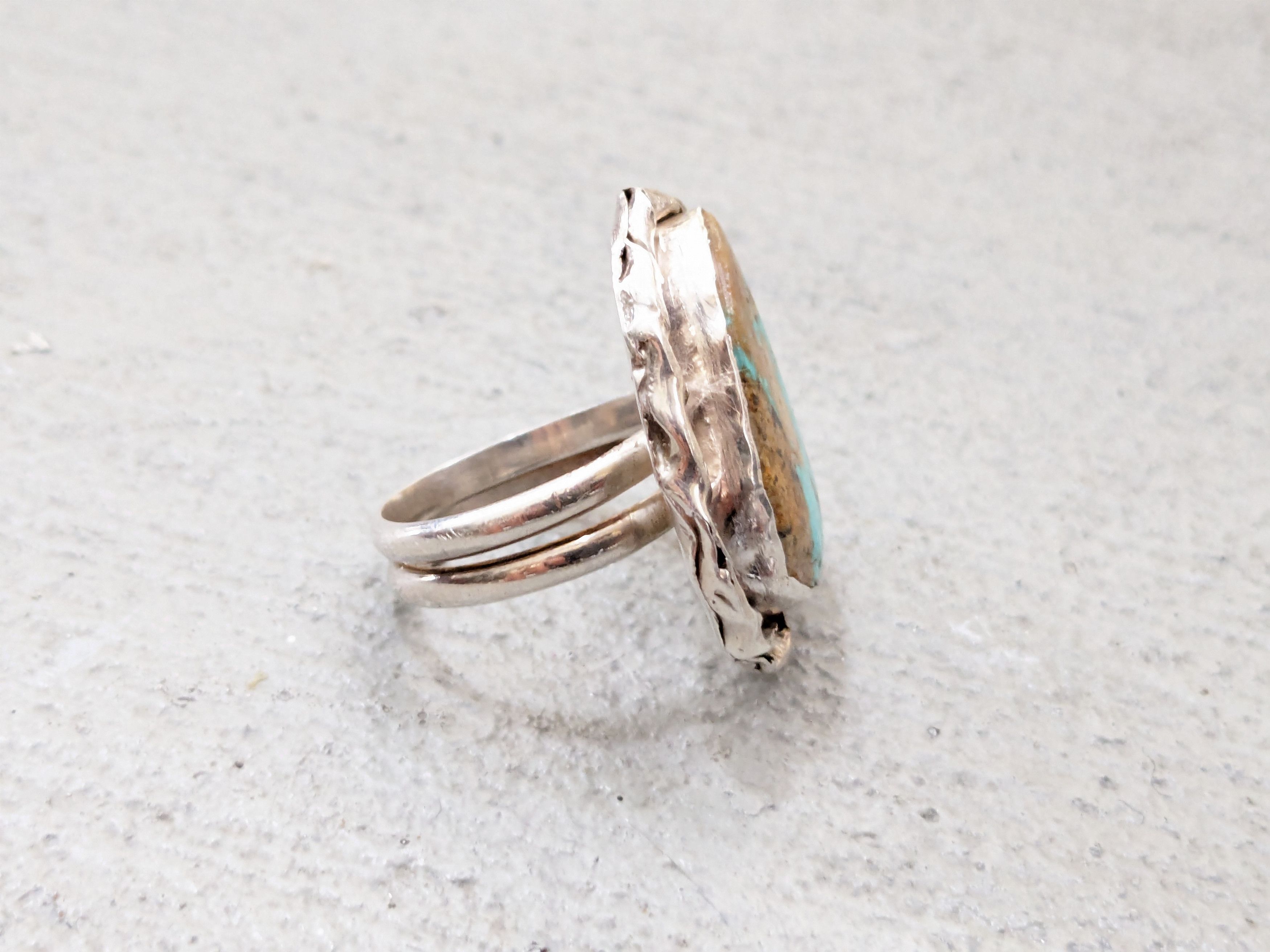 Jewelry Vintage Sterling Silver Ring 10.25 Turquoise Modern Native Size ONE SIZE - 10 Thumbnail