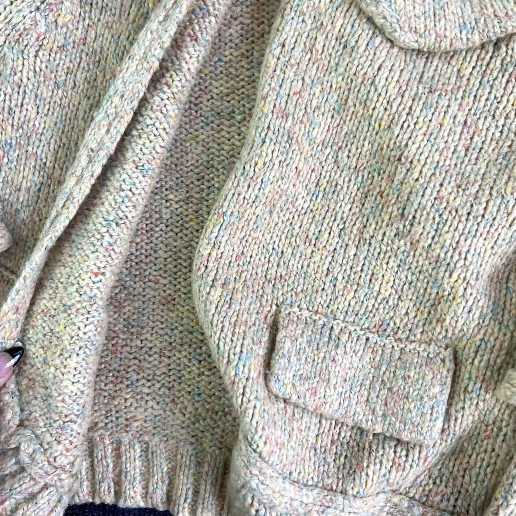 Vintage VINTAGE One Girl Who Serenity Cardigan Womens Small Beige Speckled Knit Cropped Cardigan Size S / US 4 / IT 40 - 2 Thumbnail
