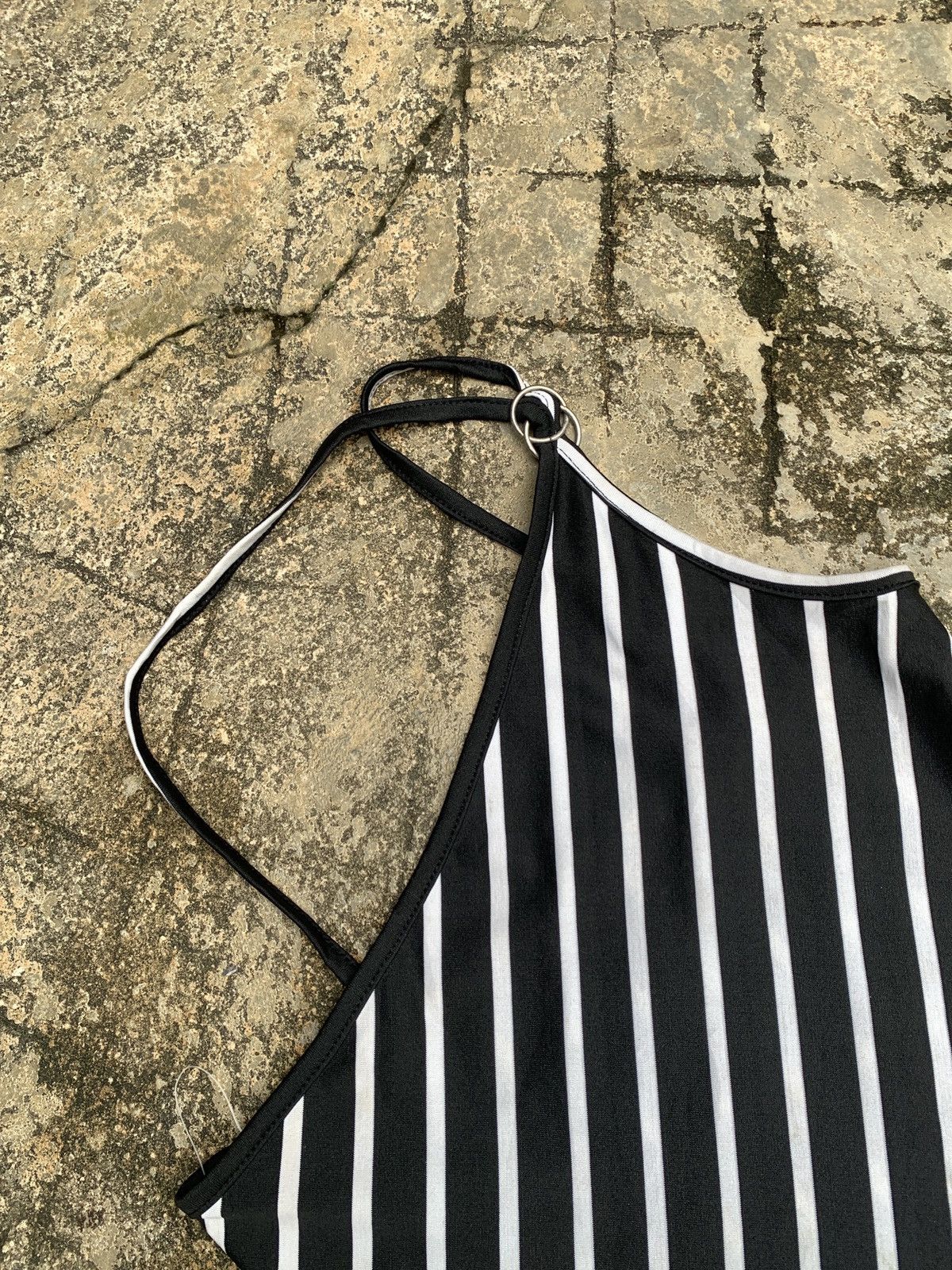 Custommade y2k Unknown Pin Stripes One Shoulder Asymmetrical Tanktop Size S / US 4 / IT 40 - 6 Thumbnail