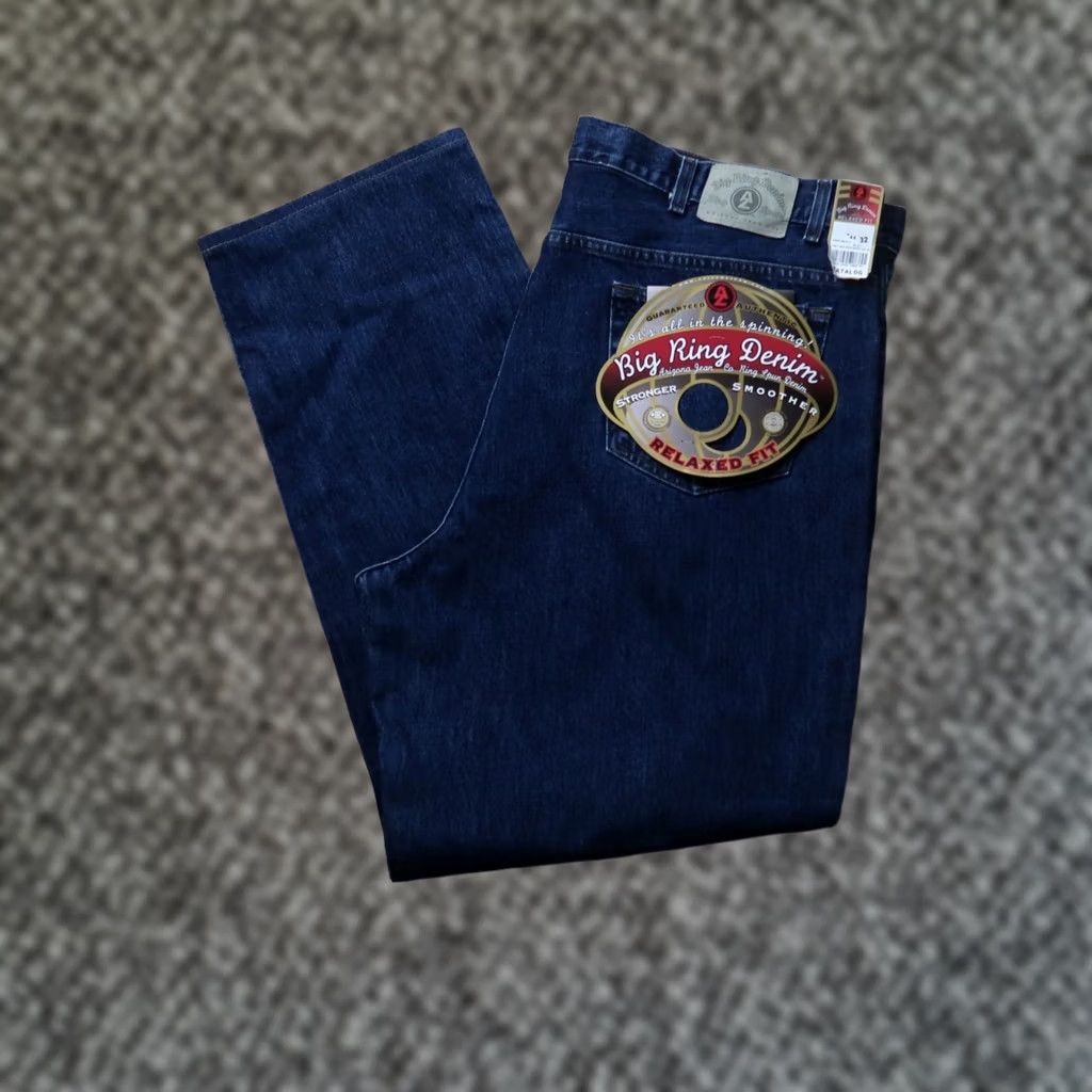 Vintage Arizona Jeans Vintage Big Ring Denim Relaxed Straight Jeans 44x32 Men Blue 90s Grunge Rockabilly 5-Pocket Zip Button Baggy Casual Size US 44 / EU 60 - 1 Thumbnail