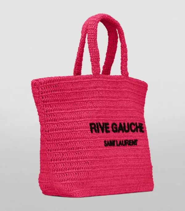 Saint Laurent Paris o1tp1o0125 Size: OS/Raffia Tote Bag in Pink Size ONE SIZE - 3 Thumbnail