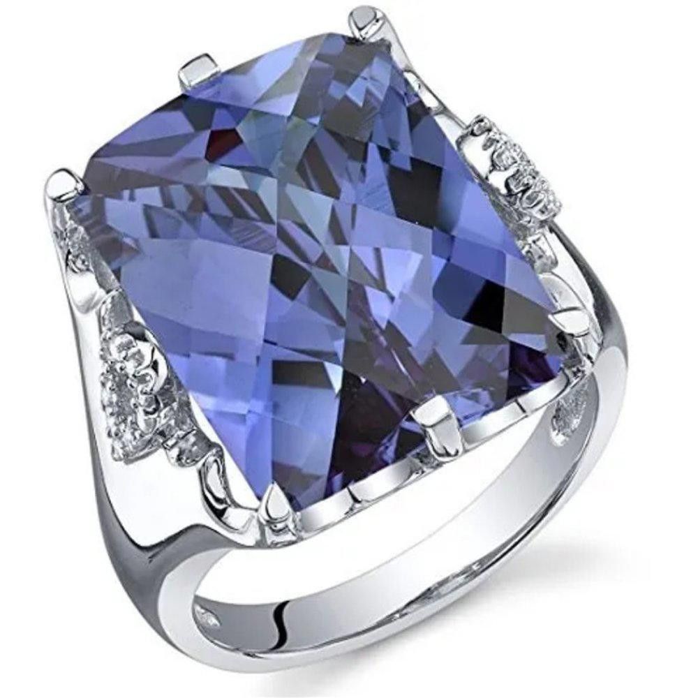 Designer Big Princess Cut Blue Tanzanite Silver Ring - Size 8 Size ONE SIZE - 3 Thumbnail