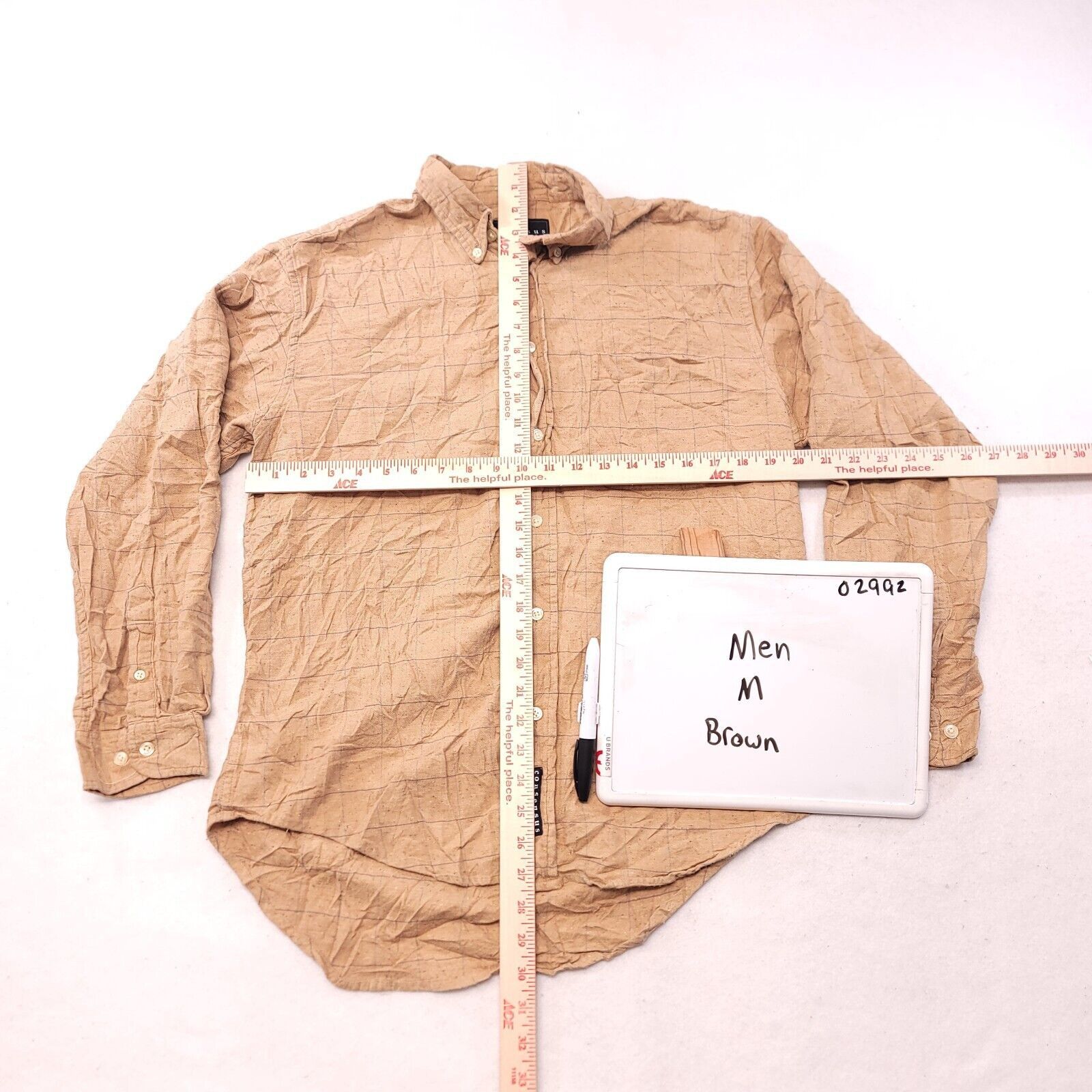 Consensus Sportswear Consensus Windowpane Flannel Shirt Mens Size Medium M Brown Size US M / EU 48-50 / 2 - 6 Thumbnail
