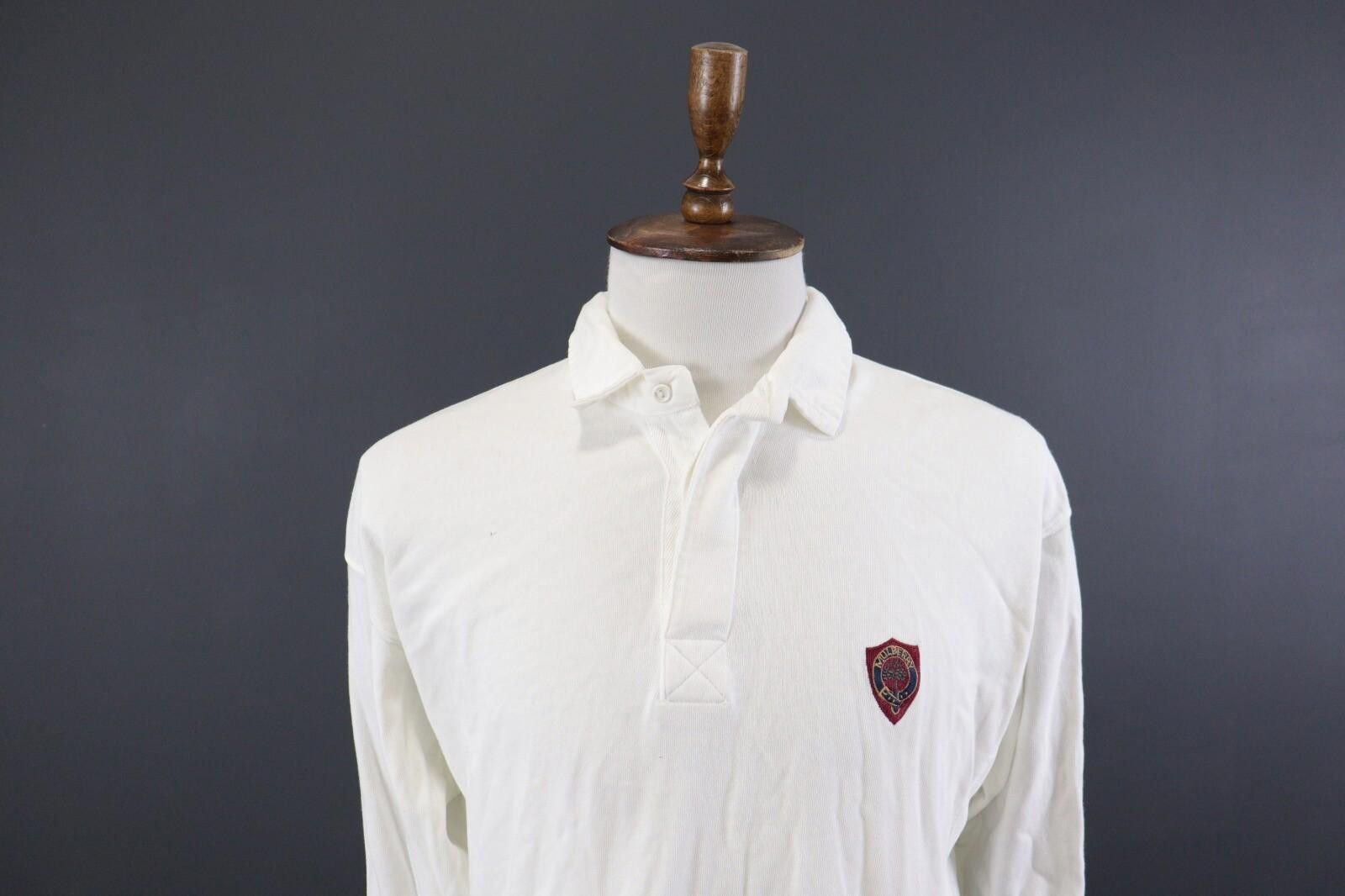 Mulberry Mulberry Logo White Cotton Rugby Polo Shirt Size M Size US M / EU 48-50 / 2 - 2 Thumbnail