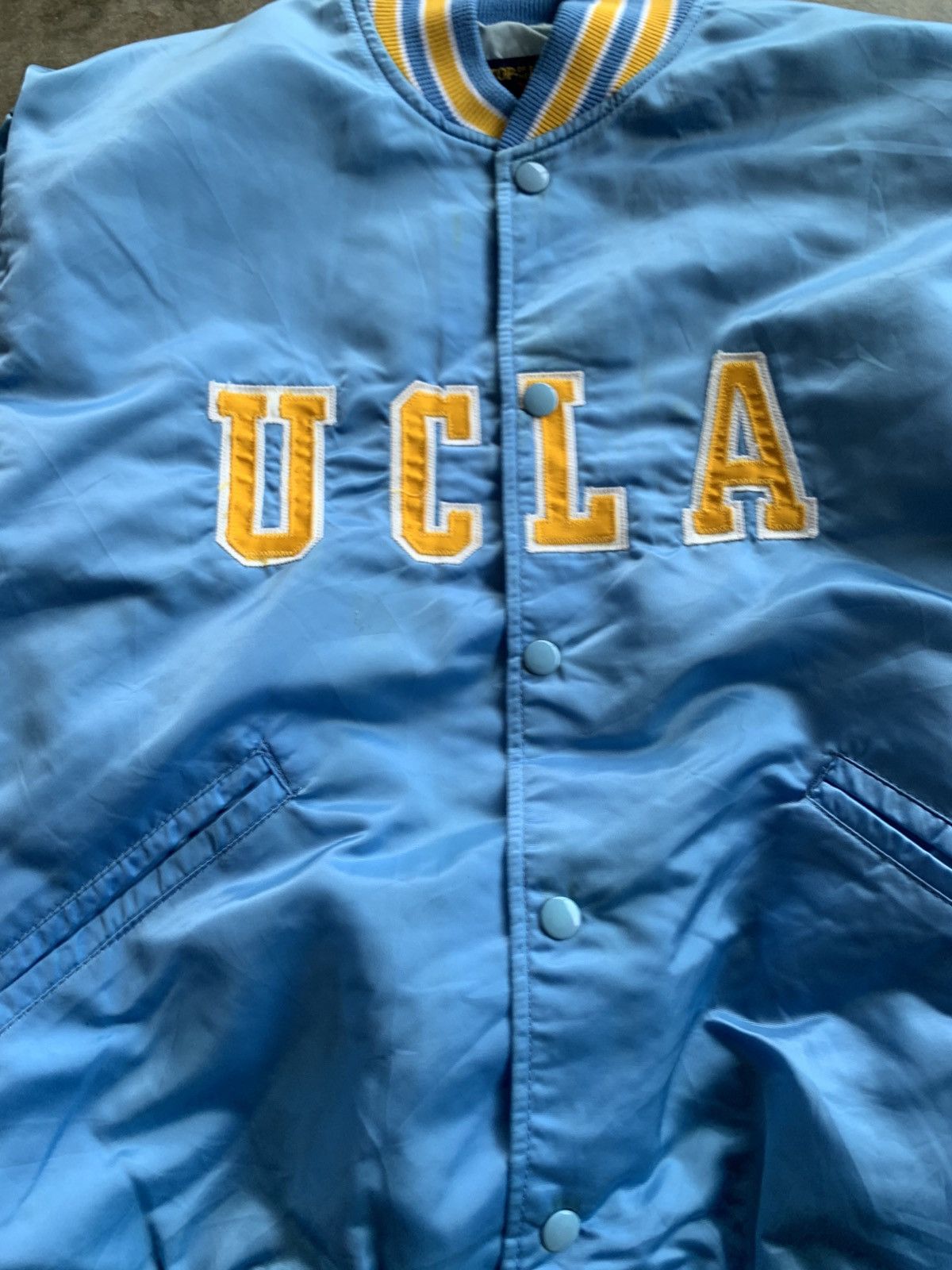 Vintage Vintage Blue Satin UCLA Bruins Bomber Jacket Size US M / EU 48-50 / 2 - 2 Thumbnail