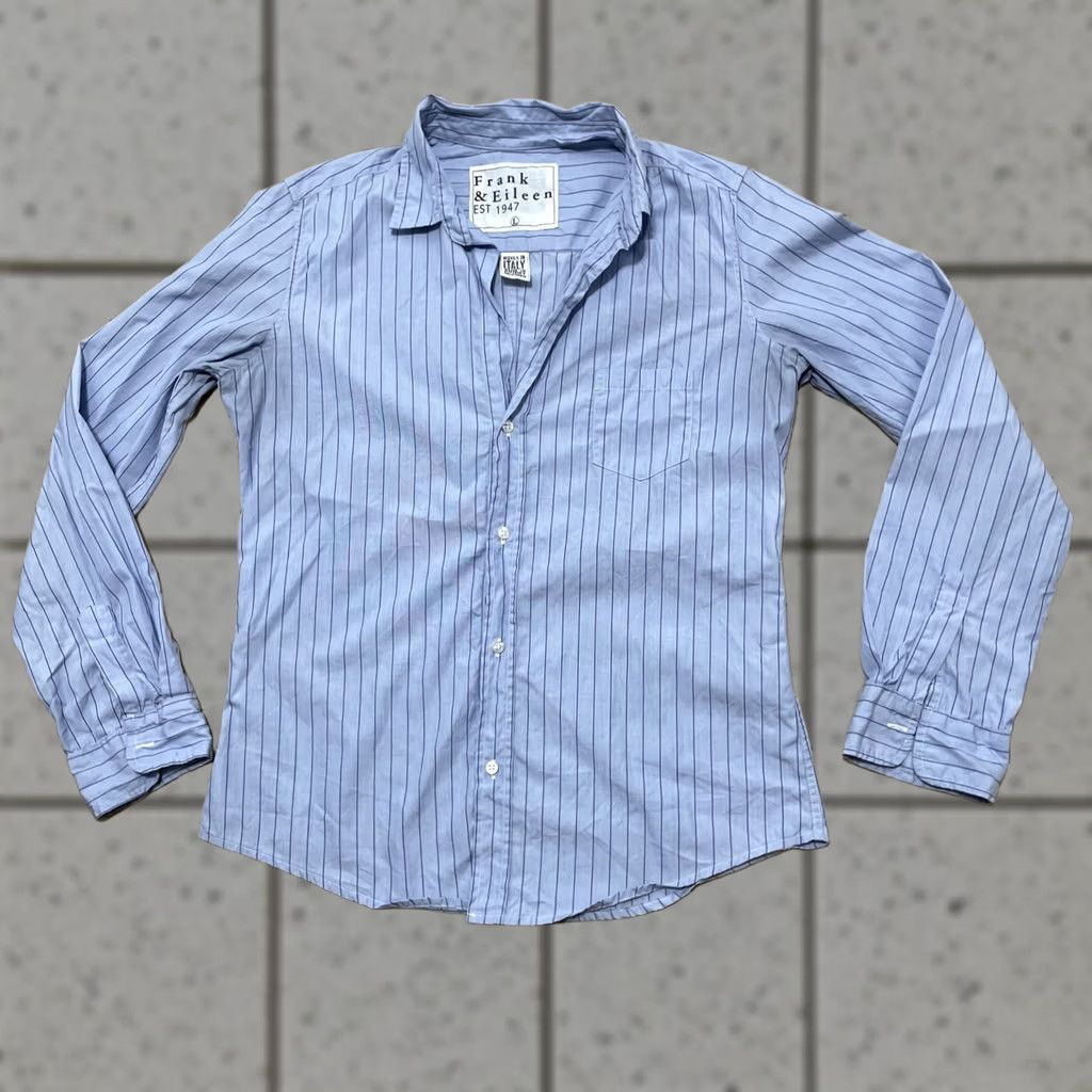 Vintage VINTAGE Frank & Eileen Eileen Barry Shirt Women L USA Coastal Button Up Long Sleeve Blue Size L / US 10 / IT 46 - 1 Thumbnail