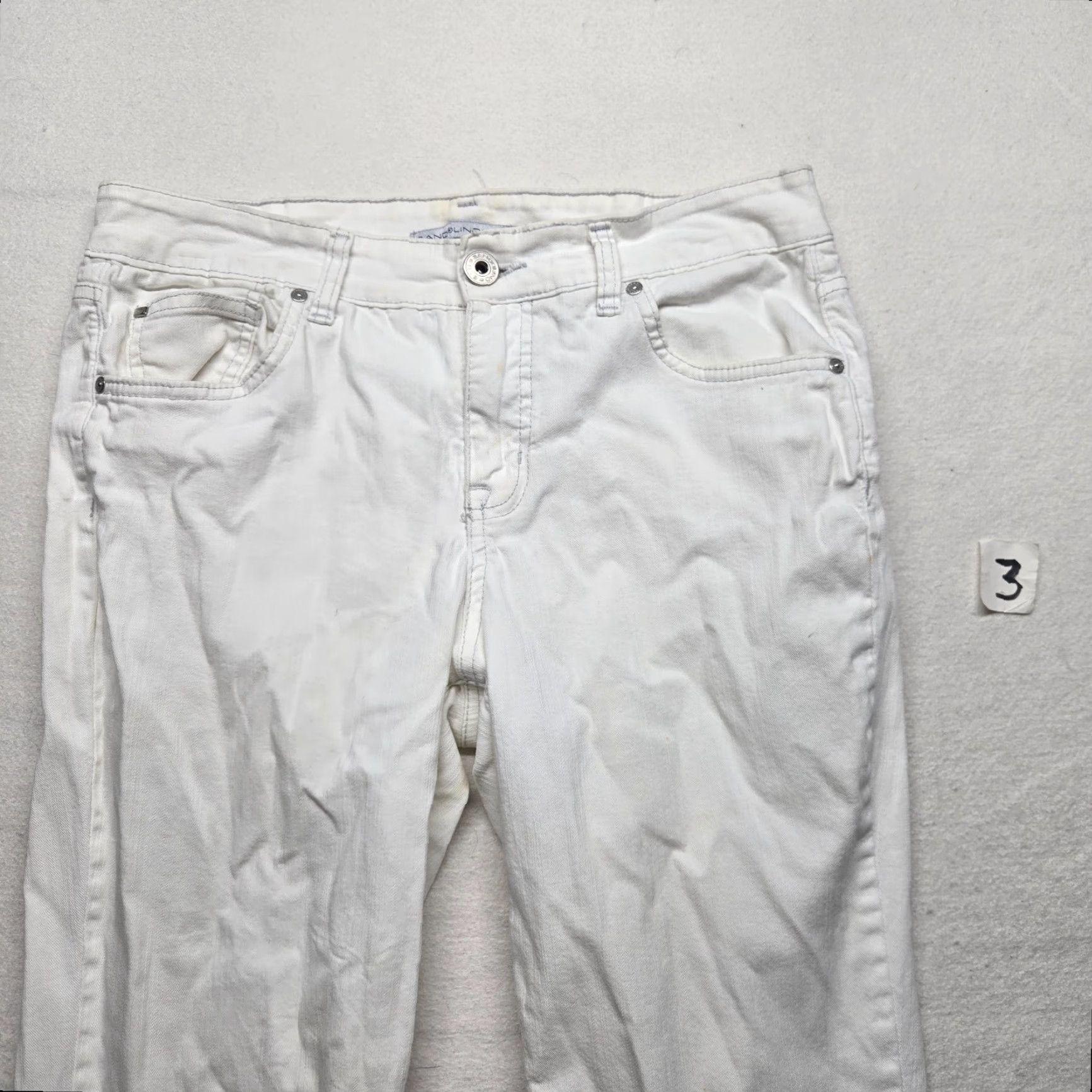 Vintage Bandolino Jeans Women's Solid White Pants 10P Petite Adult Size Womens Straight Pant Boys? Size 32" / US 10 / IT 46 - 2 Thumbnail