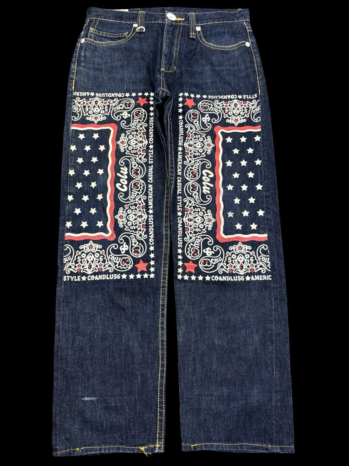 Japanese Brand CO&LU Japan Paisley Print Biker Denim F740 Size US 32 / EU 48 - 1 Thumbnail