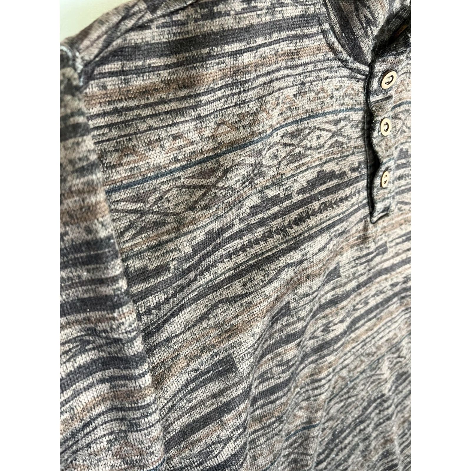 Ariat Ariat Sweatshirt Mens 2XL Brown Fleece Lined Henley Western Aztec Pullover Size US XXL / EU 58 / 5 - 3 Thumbnail