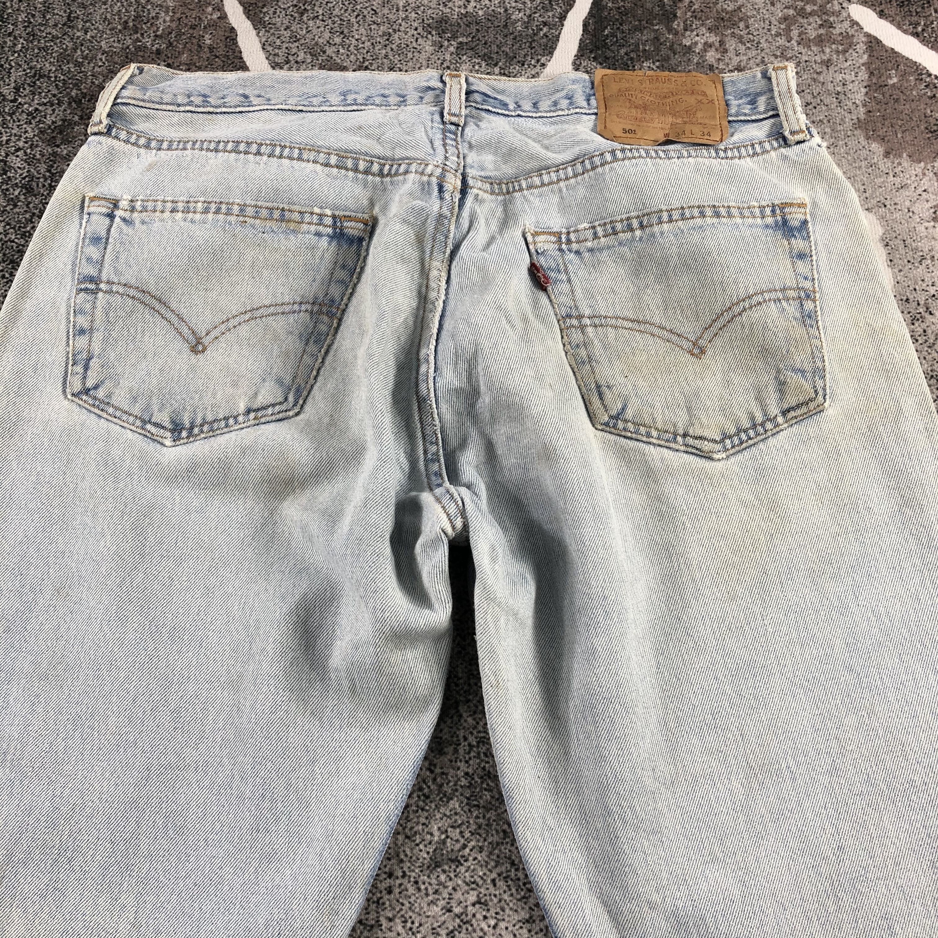Levi's Vintage 90s Levi's 501 Jeans Dirty Light wash Denim KJ791 Size US 34 / EU 50 - 4 Thumbnail