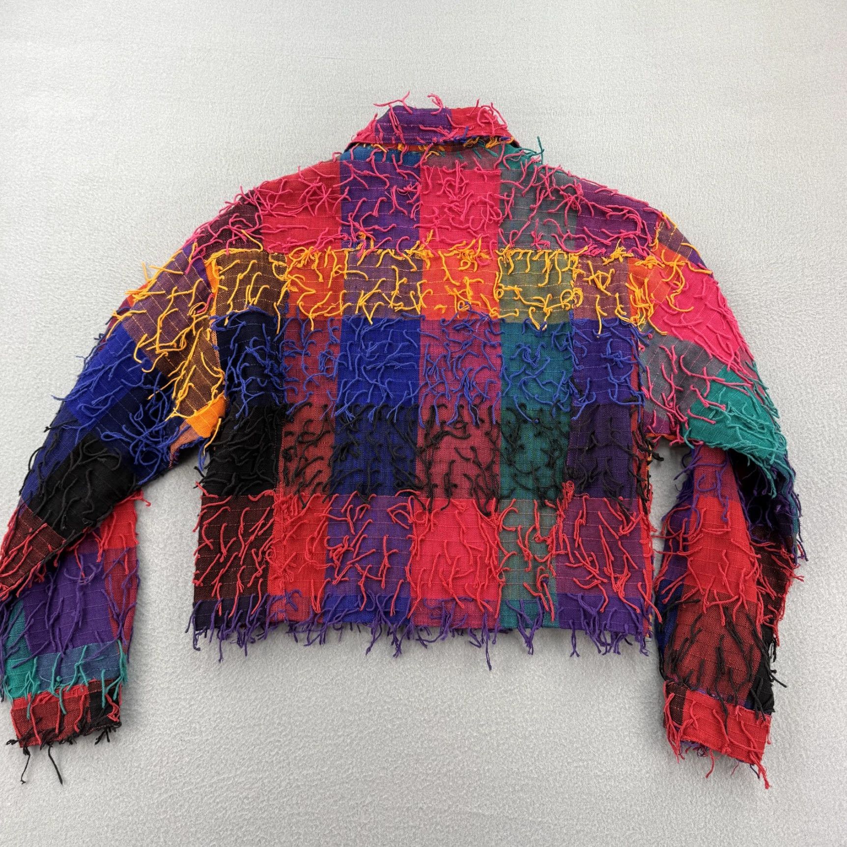 Vintage VINTAGE Estefanie’s Jacket Womens M Patchwork Textured Fringe Boho Guatemala Artisa Size M / US 6-8 / IT 42-44 - 4 Thumbnail