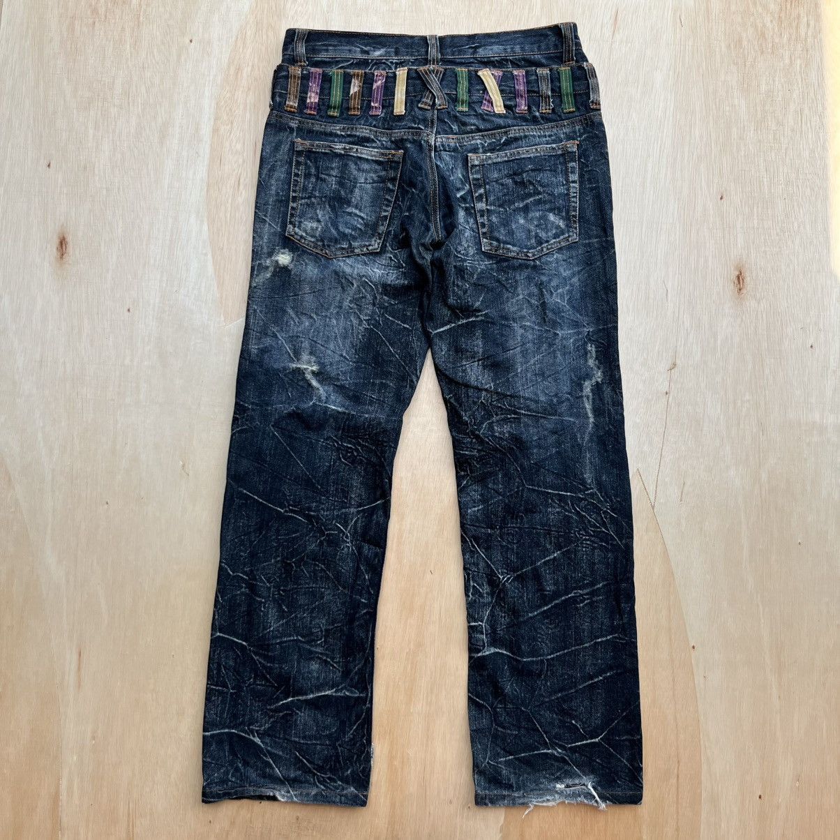 Japanese Brand NYLAUS CLOTHING DOUBLE WAIST DISTRESSED DENIM VINTAGE Size US 32 / EU 48 - 5 Thumbnail