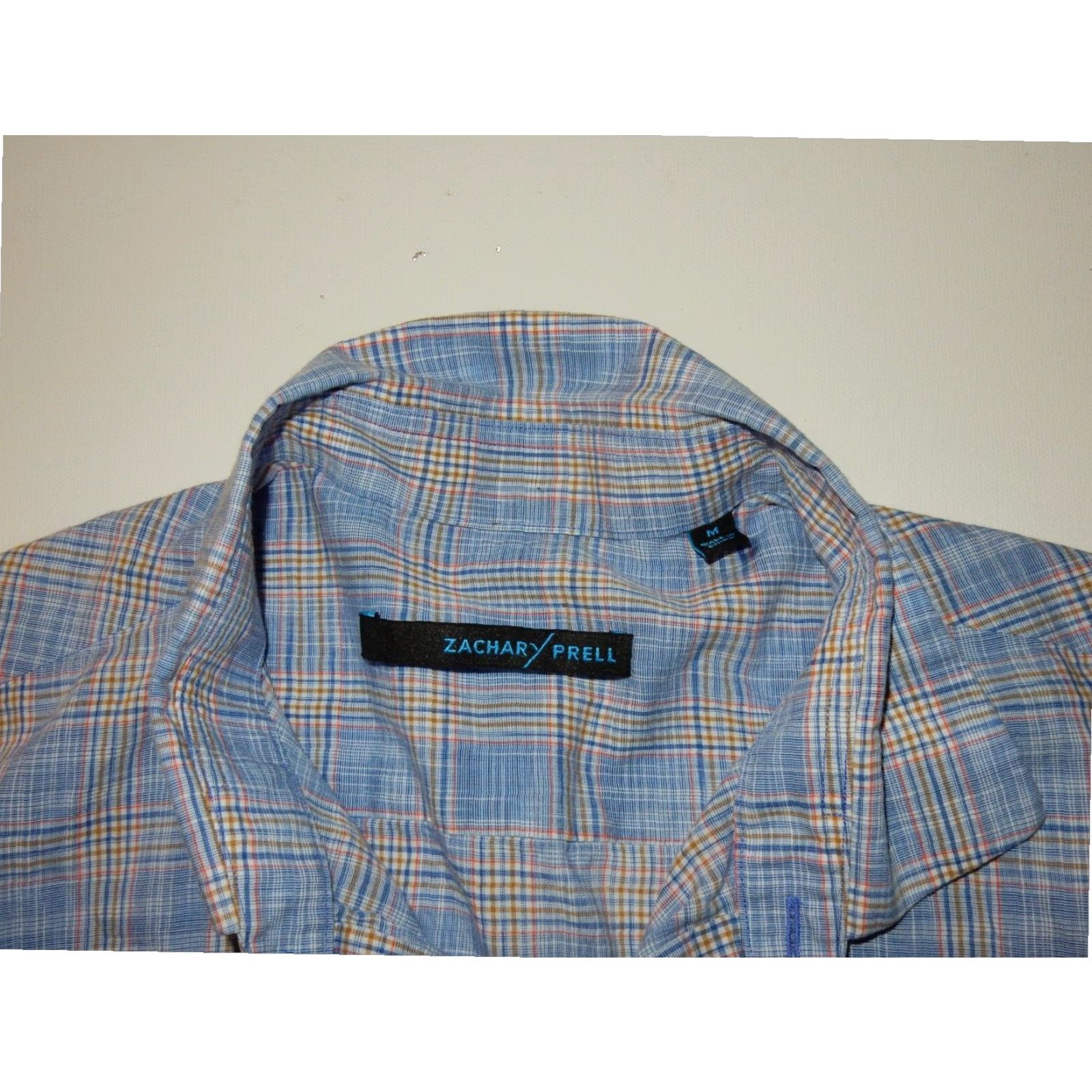 Vintage Zachary Prell Men's Short Sleeve Plaid Button-Up Shirt Blue Medium Size US M / EU 48-50 / 2 - 4 Thumbnail