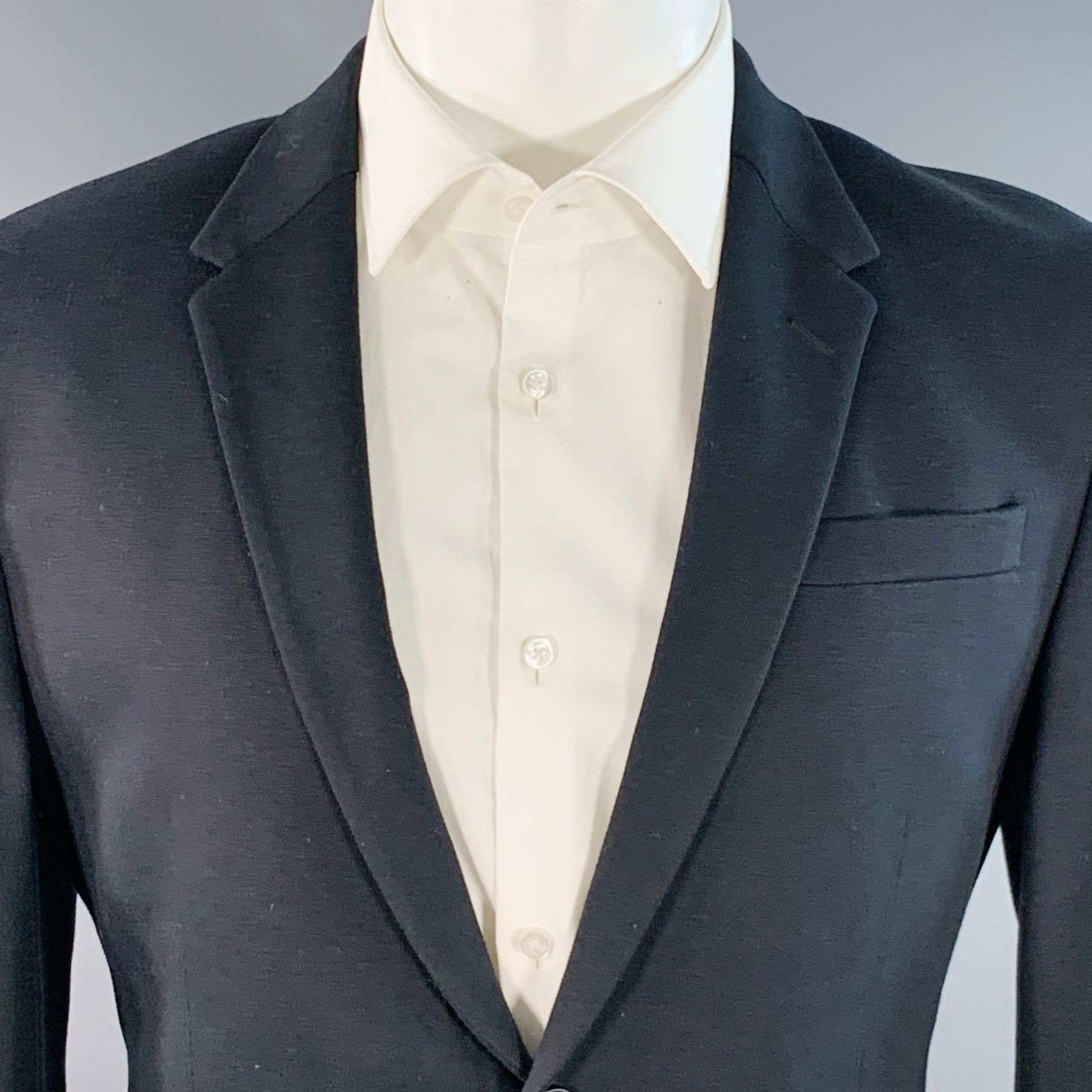 Paul Smith Size 40 Black Viscose Cotton Notch Lapel Sport Coat Size 40R - 2 Thumbnail