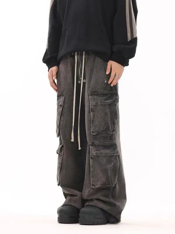 VIBE Vintage multi-pocket washed distressed micro-flared jeans Size US 28 / EU 44 - 3 Thumbnail