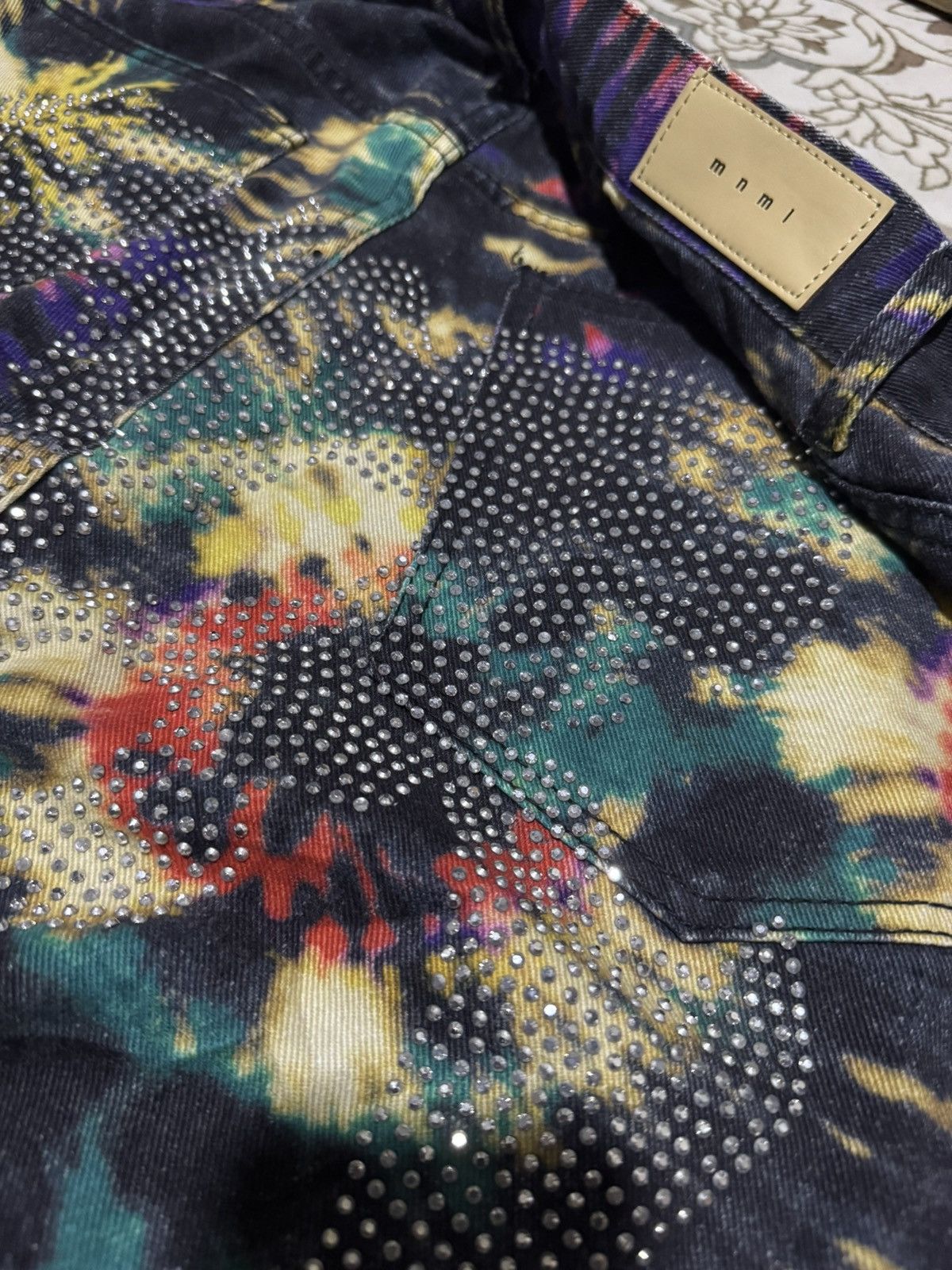 Jean Paul Gaultier Tie Die Denim Skeleton Rhinestone MNML JPG Jeans Big Size Size US 39 - 10 Thumbnail