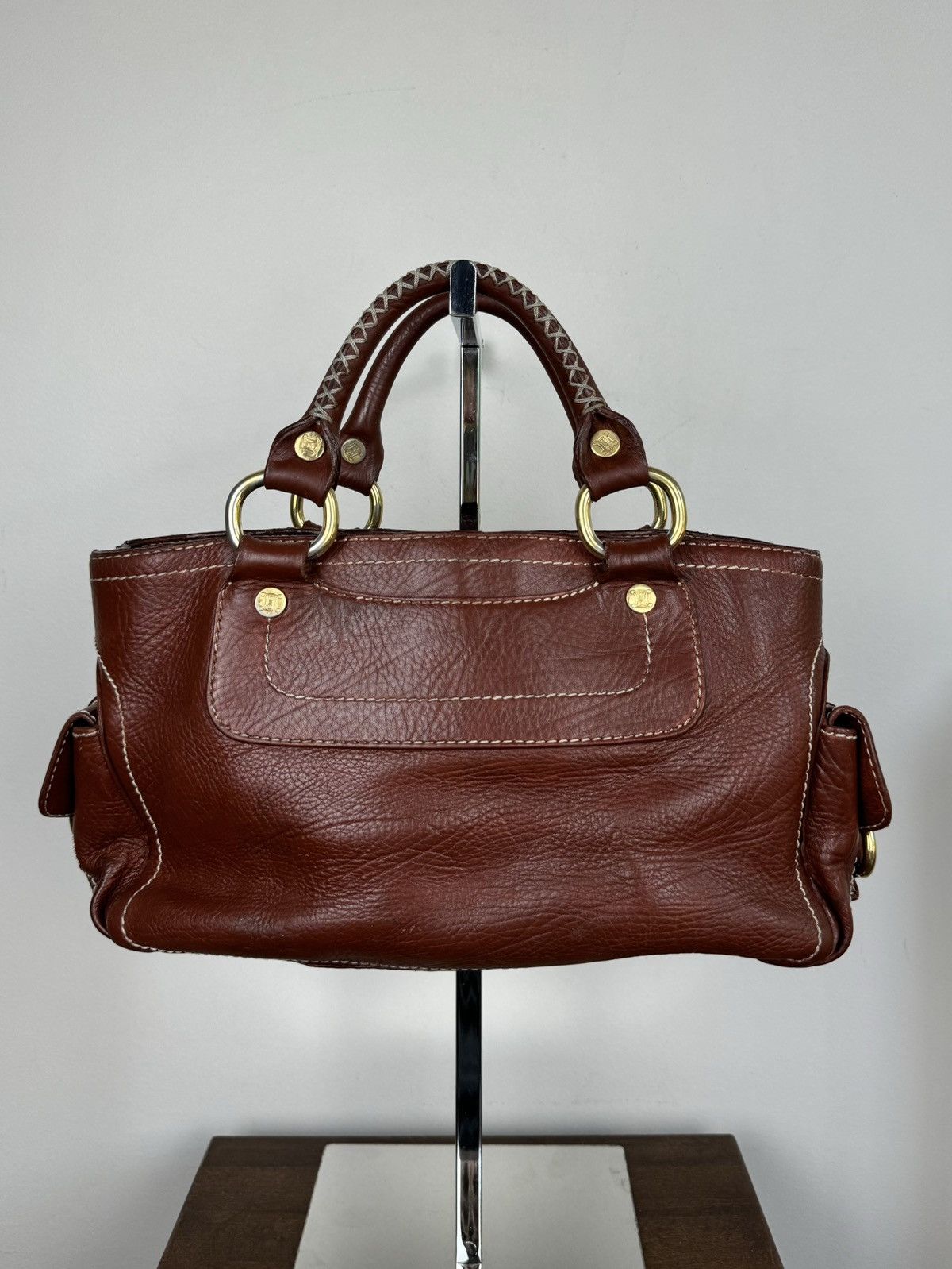 Celine Vintage leather hand bag Celine original luxury rare item Size ONE SIZE - 2 Thumbnail