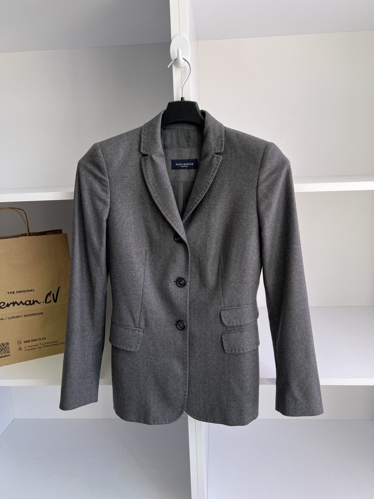Designer × Piazza Sempione × Vintage Vintage Piazza Sempione Women's Gray Blazer Size S / US 4 / IT 40 - 4 Thumbnail