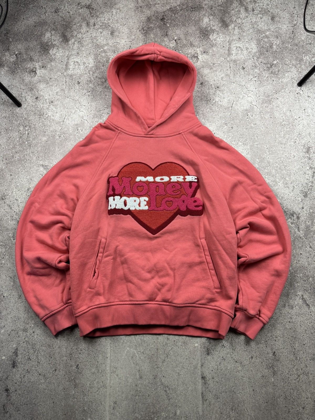 Japanese Brand 📌 Crazy More Money More Love Baggy Y2K Heart Hoodie❤️ Size US XL / EU 56 / 4 - 1 Thumbnail
