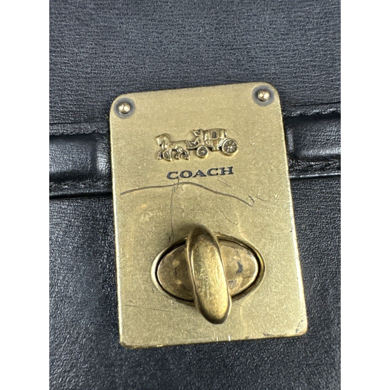 Coach Coach Hutton 88342 Chain Shoulder Bag Brass Black Leather Size ONE SIZE - 2 Thumbnail