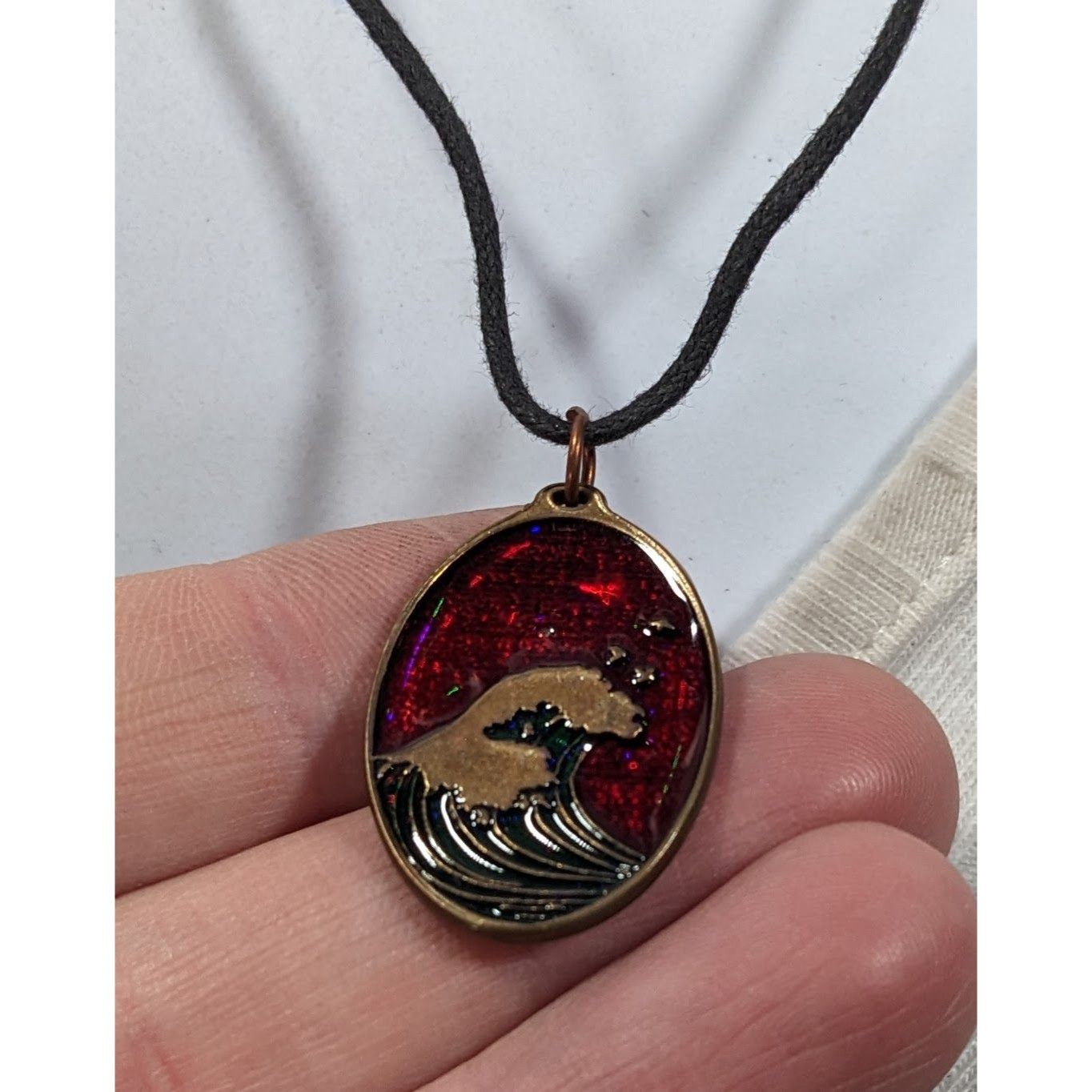 Other Peace Bronze 2010 Enamel Wave Pendant Necklace Size ONE SIZE - 7 Thumbnail