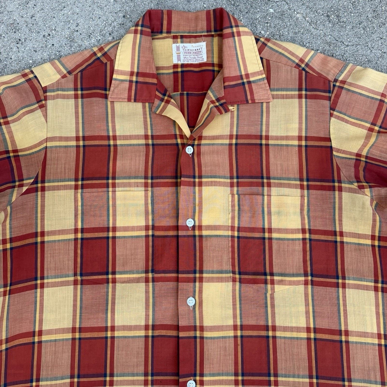 Vintage Vintage 50s 60s Penneys Townscraft Plaid Penn Prest Shirt Size US L / EU 52-54 / 3 - 2 Thumbnail
