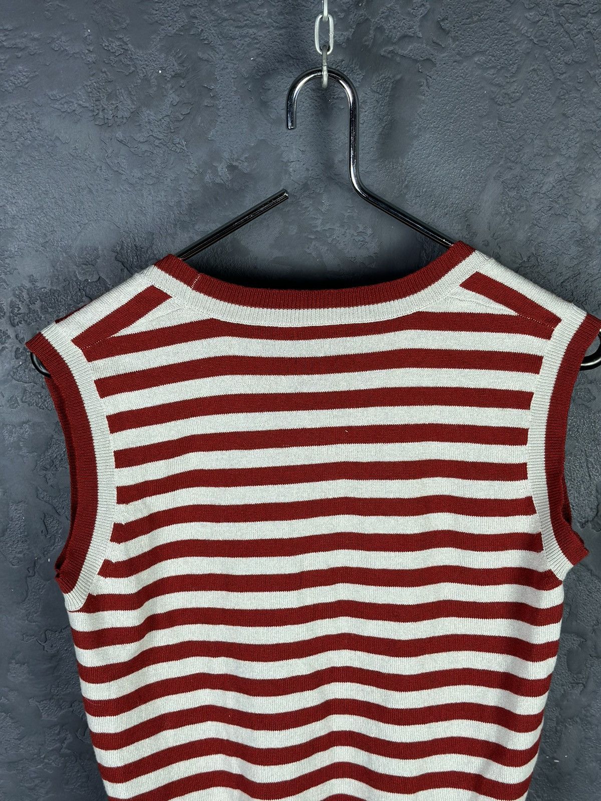 Jil Sander Jil Sander Navy Striped Scoop Neck Luxury Size L / US 10 / IT 46 - 7 Thumbnail