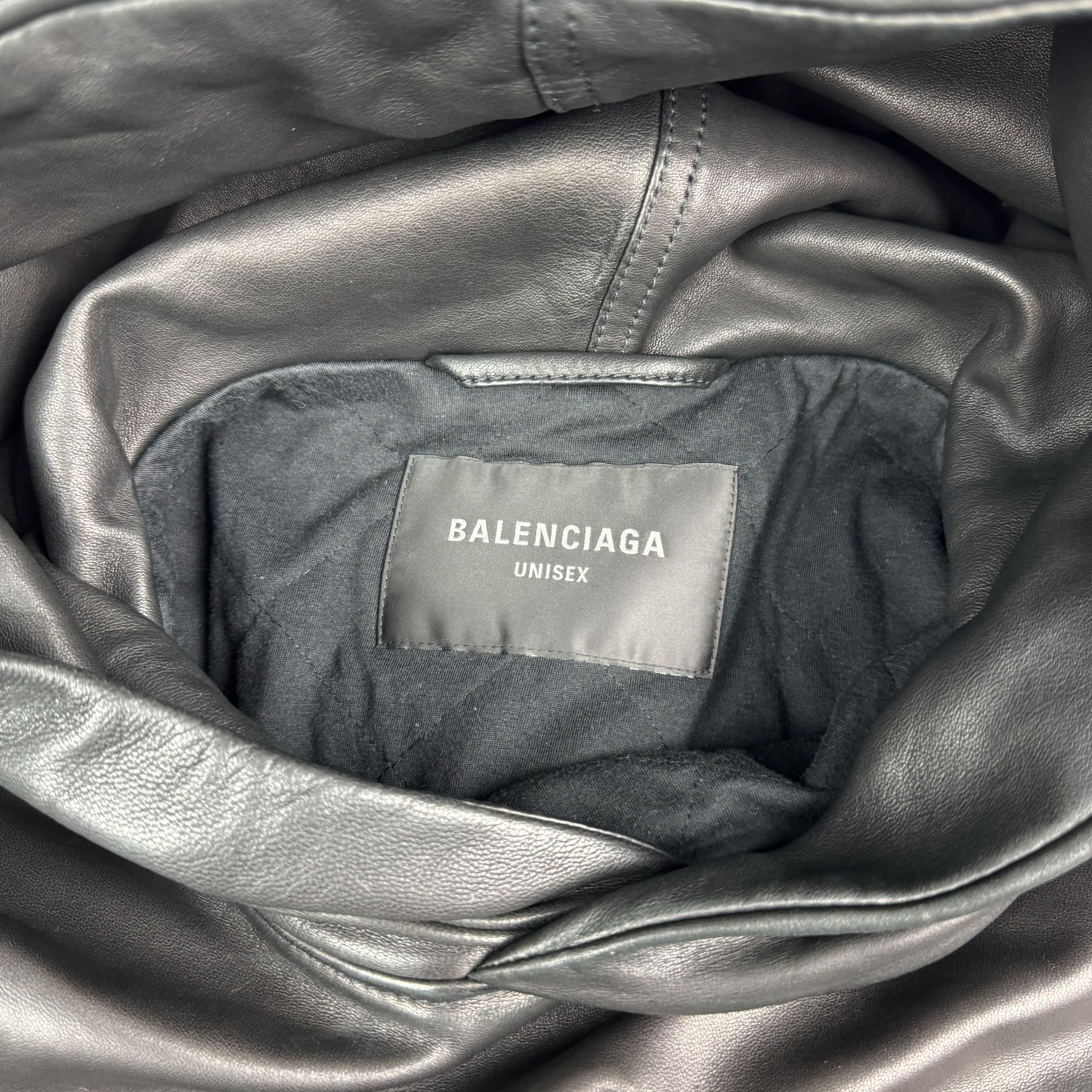 Balenciaga BALENCIAGA Oversized Leather Hoodie Size US S / EU 44-46 / 1 - 9 Thumbnail