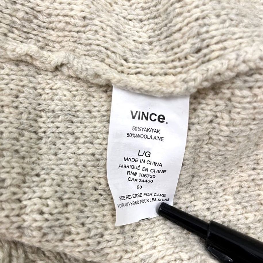 Vince Vince Yak & Wool Sweater Womens L Oatmeal Turtleneck Capsule Quiet Luxury Preppy Size L / US 10 / IT 46 - 3 Thumbnail
