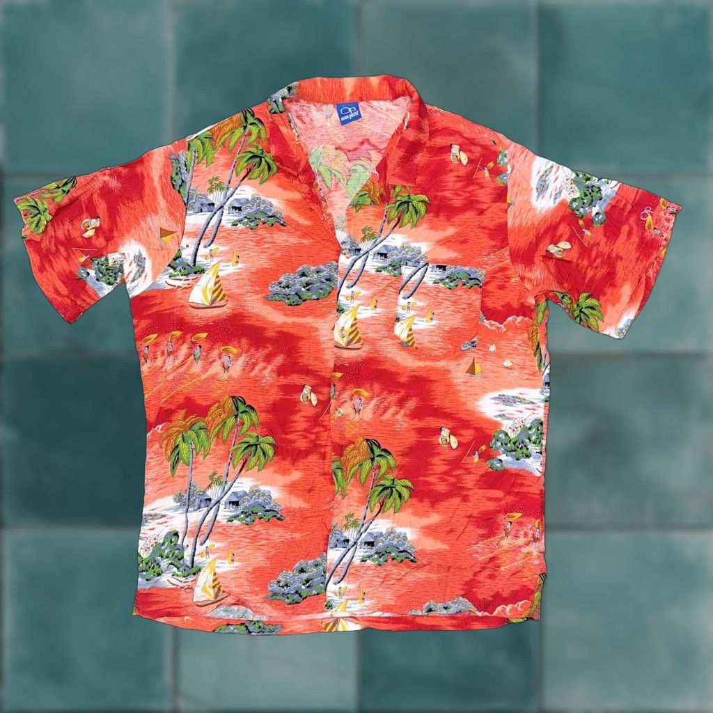 Ocean Pacific VTG Ocean Pacific OP Shirt Hawaiian Aloha Rare 80s 70s Red All Over Print Crazy Multicolor Button-Up Men L Short Sleeve Boys? Wait. Size US L / EU 52-54 / 3 - 1 Thumbnail