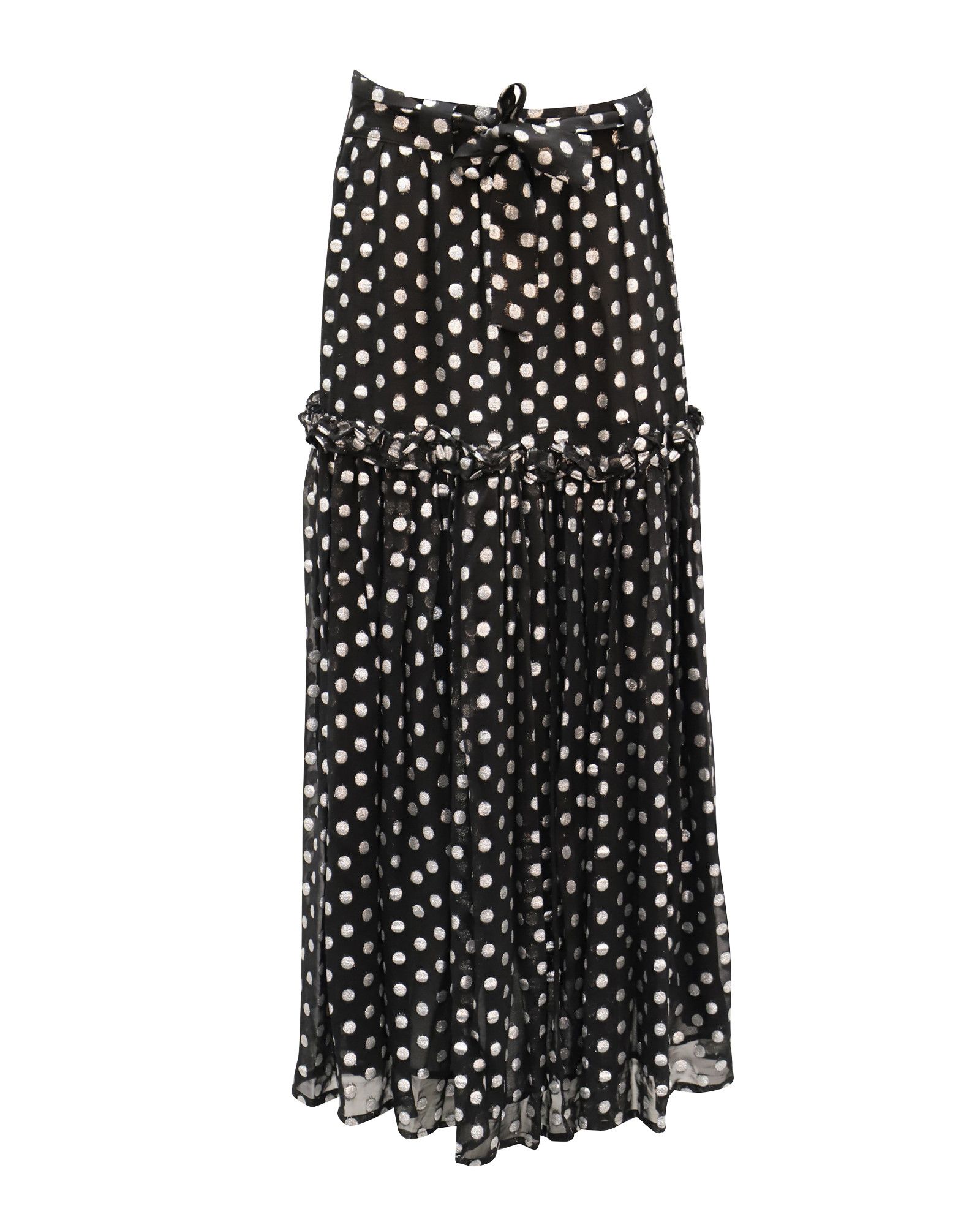 Dodo Bar Or Dodo Bar Or Metallic Polka Dots Skirt in Black Polyester Size 24" / US 00 / IT 34 - 1 Thumbnail