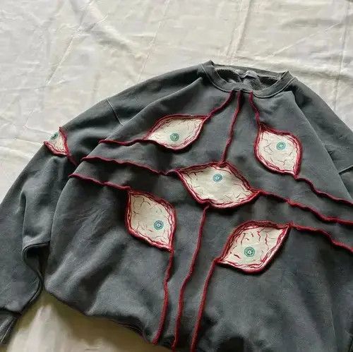 Other Goth Punk Graphic Patchwork Sweater Mens Size US L / EU 52-54 / 3 - 3 Thumbnail