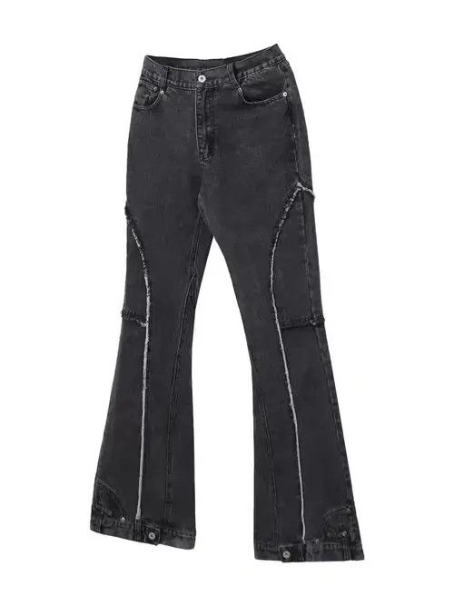 Jean Vintage raw edge washed distressed micro-flared jeans Size US 34 / EU 50 - 5 Thumbnail