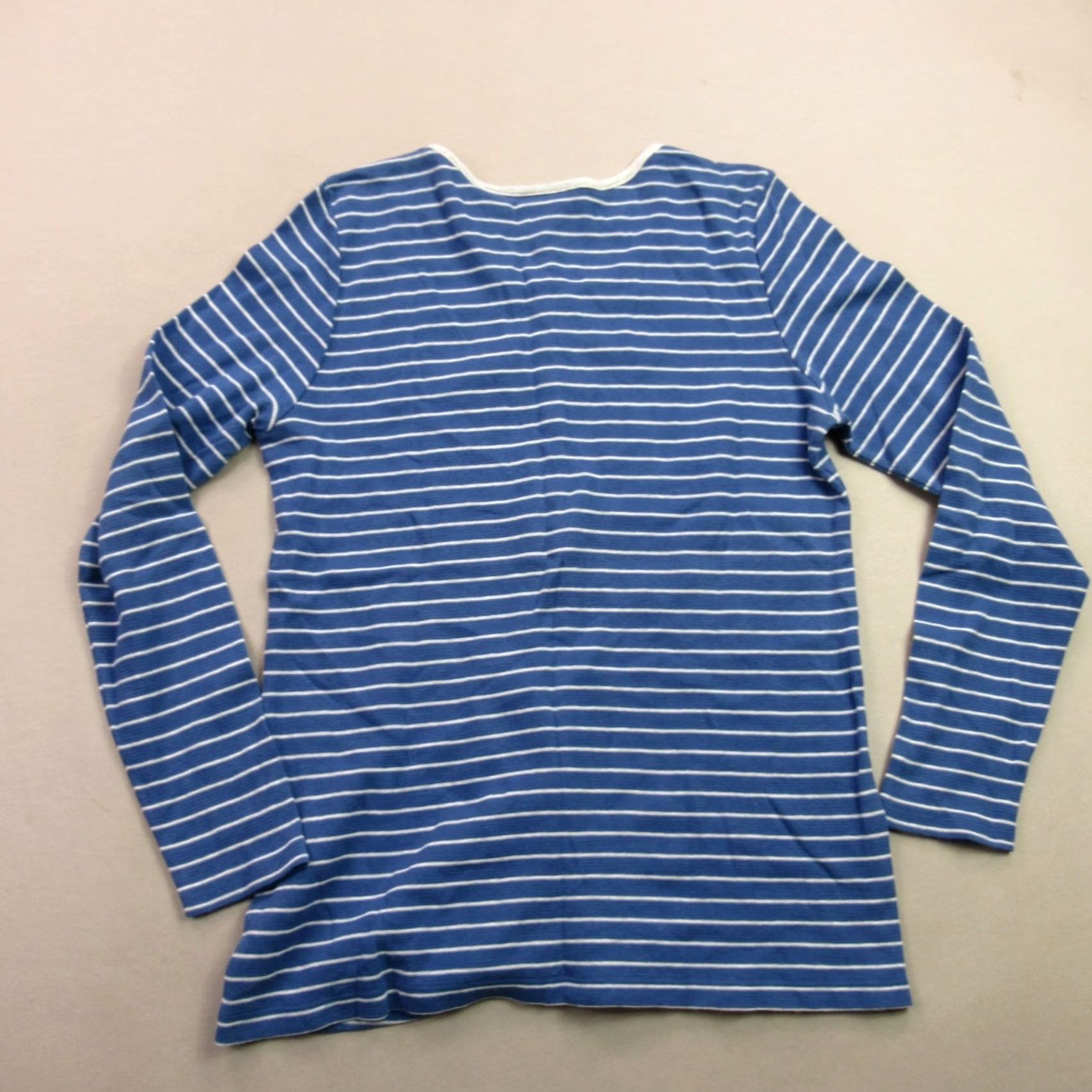 J. Jill J Jill Shirt Womens L Henley Stripes Buttons Blue Casual Shirt Size L / US 10 / IT 46 - 5 Thumbnail