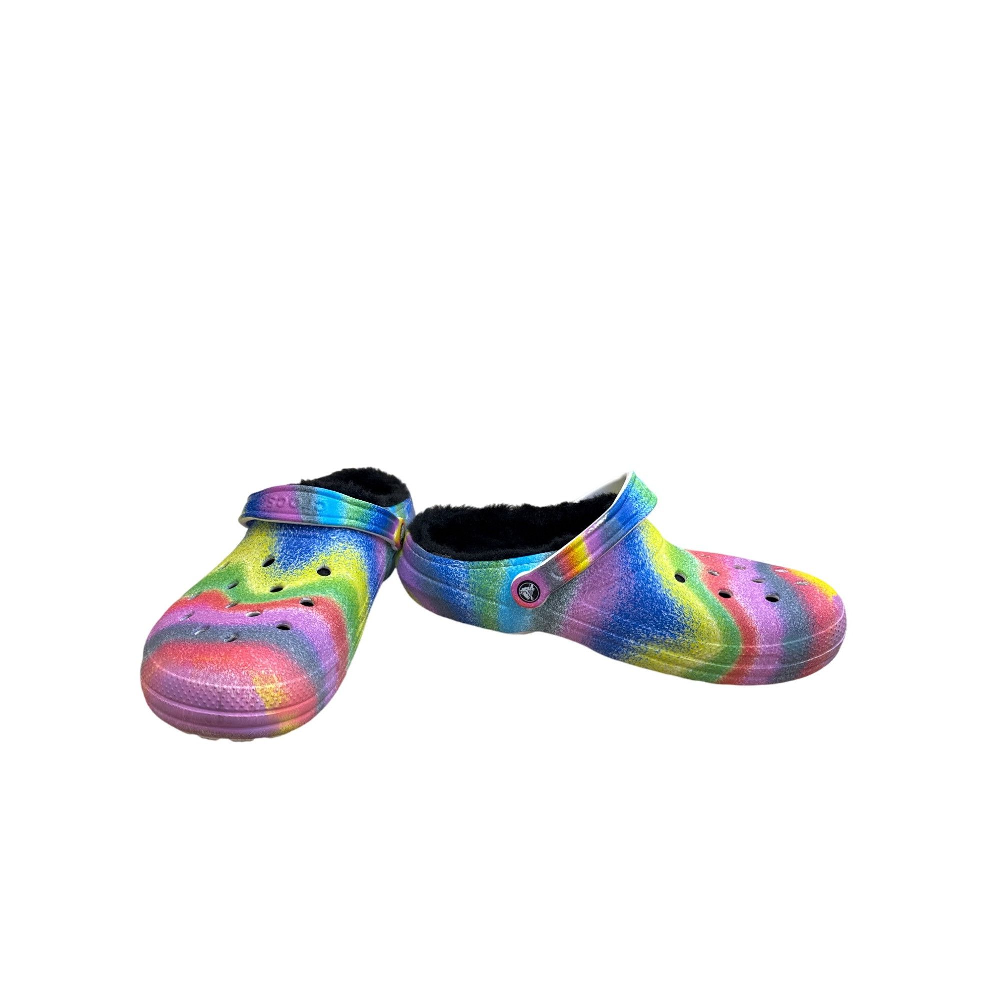 Crocs Crocs Rainbow Tie-Dye Fur Lined Clogs slip on shoes size 12 Size US 12 / EU 45 - 1 Thumbnail