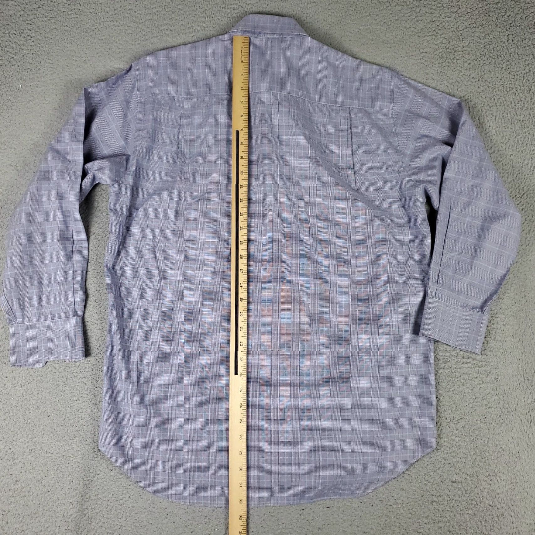 David Donahue David Donahue Dress Shirt Mens Size 16 Blue Plaid Long Sleeve Button Up Casual Workwear Size 42R - 4 Thumbnail