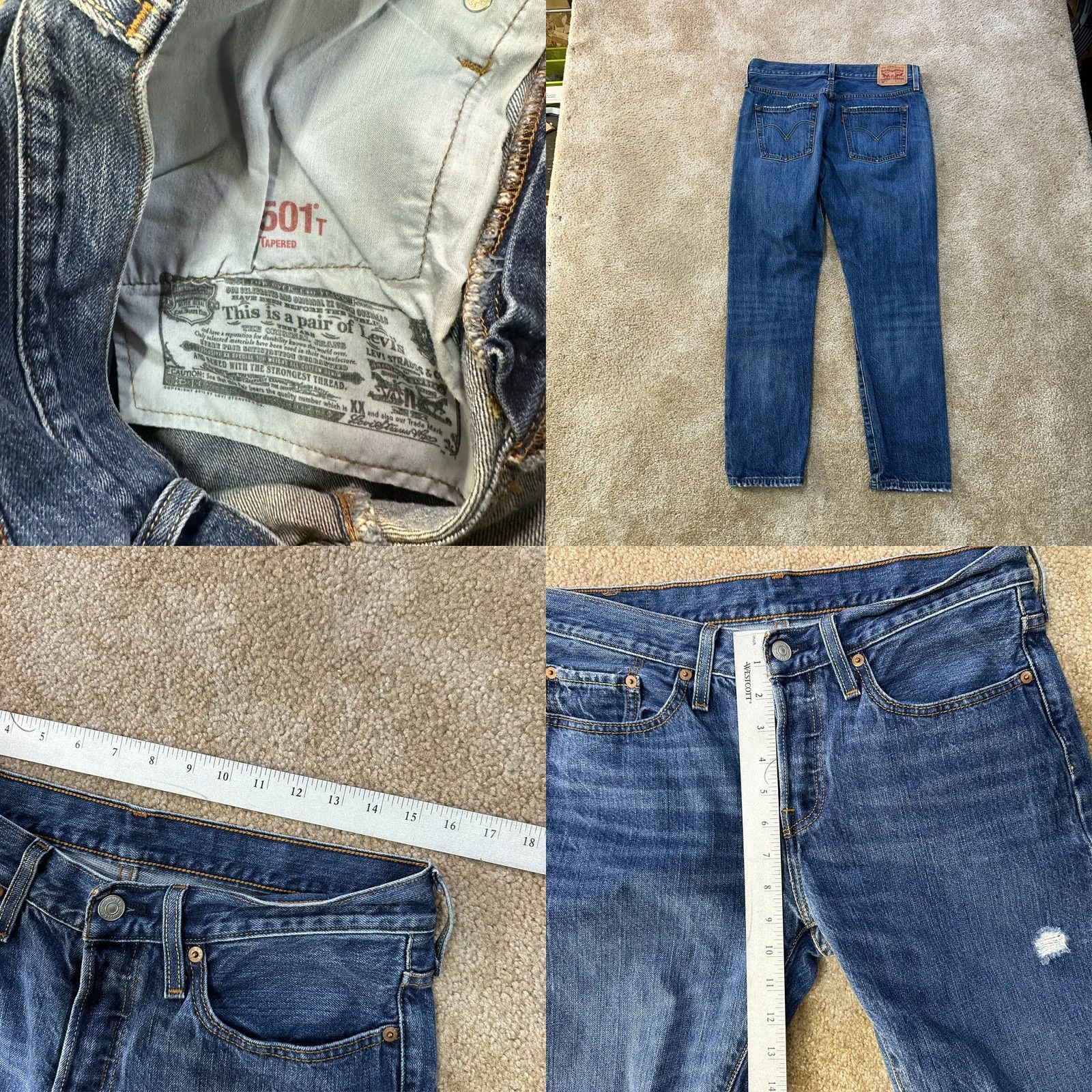 Levi's Levi's 501 Jeans Women's 28x28 Blue Denim Button Fly Tapered Regular Rise 5-Pocket USA Pattern Smoke Blue (Note: If including "USA" as theme) Size 28" / US 6 / IT 42 - 8 Thumbnail
