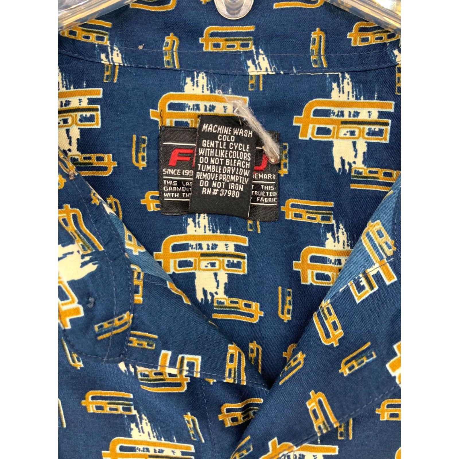 Fubu FUBU Mens Button-Up Shirt XL Blue Hip Hop 90s Graphic Print Collared Short Sleeve Relaxed Fit Casual Size US XL / EU 56 / 4 - 7 Thumbnail