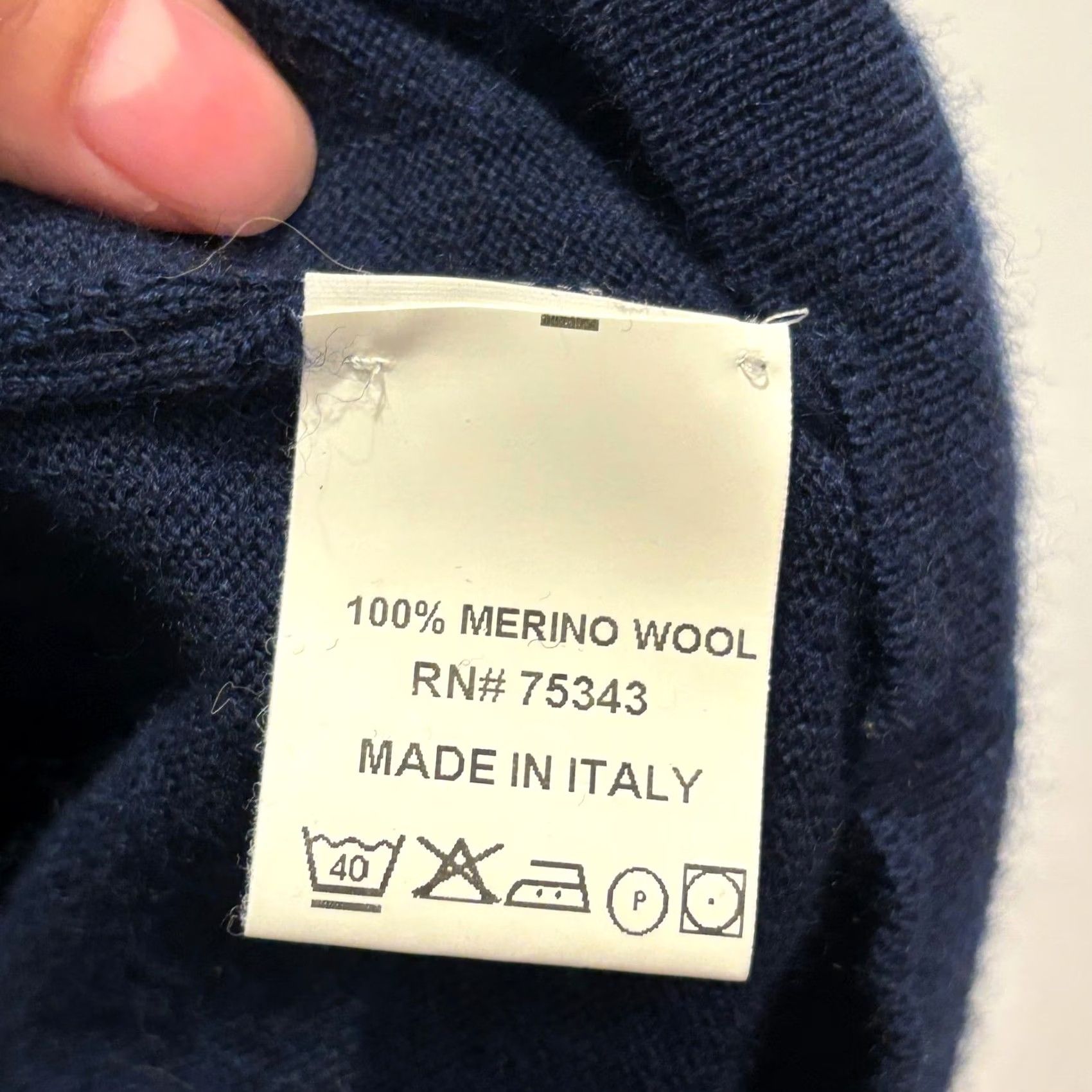 Ellemme Sweater Mens Large Blue V-Neck 100% Merino Wool Made In Italy, Men's — image 3 of 6