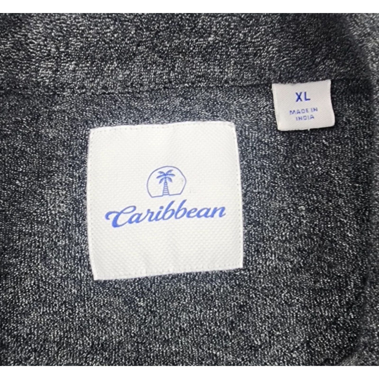 Vintage VINTAGE Caribbean Shirt Mens XL Gray Camp Button Up Embroidered Palm Tree Knit Casual Size US XL / EU 56 / 4 - 5 Thumbnail