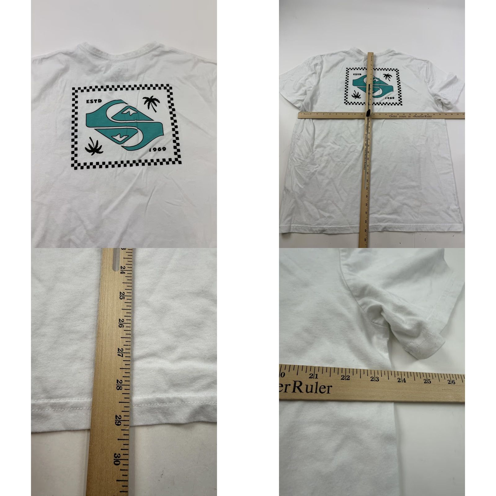 Quiksilver Quiksilver Shirt Mens 2XL White Graphic Surf Tee palm tree Logo Tee Tee 1969 back print Size US XXL / EU 58 / 5 - 8 Thumbnail