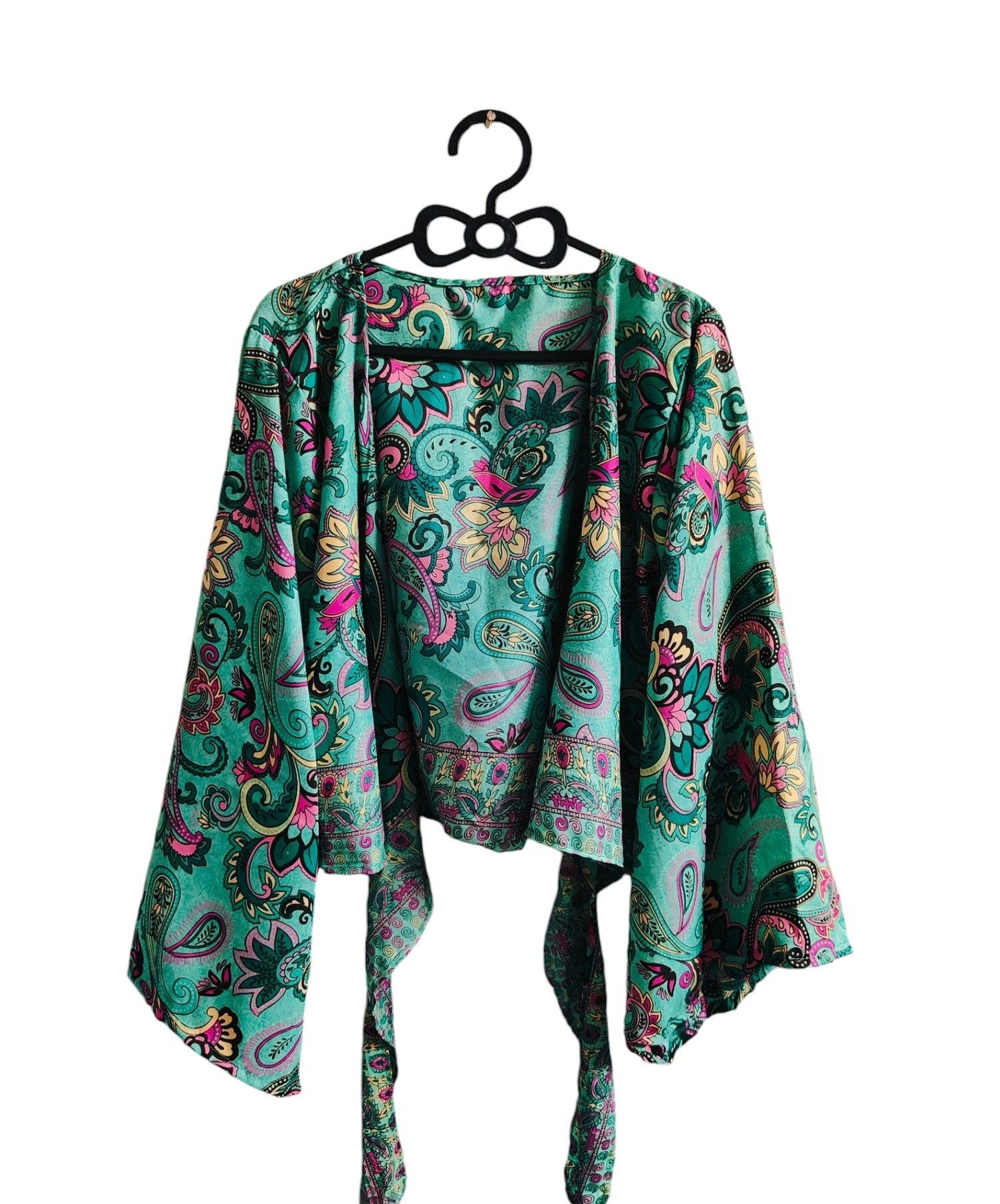 Other Blue Bell Sleeves Silk Floral Printed Women Assorted Tie Top Size M / US 6-8 / IT 42-44 - 3 Thumbnail