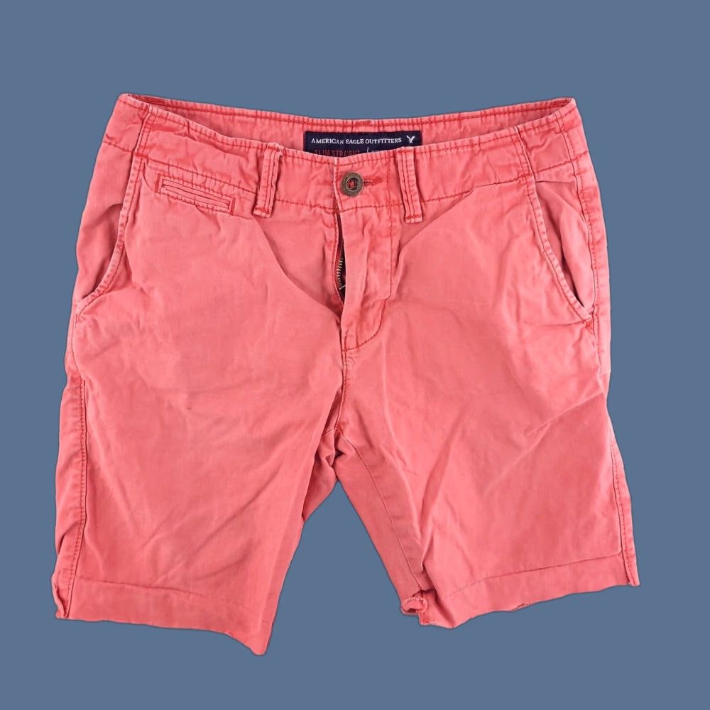American Eagle Outfitters American Eagle Outfitters Slim Fit Shorts Mens 30 Red Pink Orange Mango Chino Solid Logo 30-Day Returns Mens Size US 30 / EU 46 - 1 Thumbnail