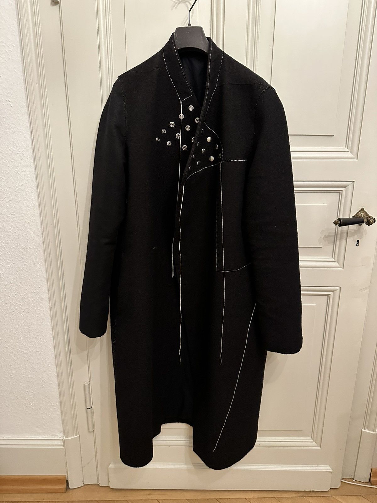 image of Rick Owens Sisyphus Coat 48 in Black, Men's (Size Medium)