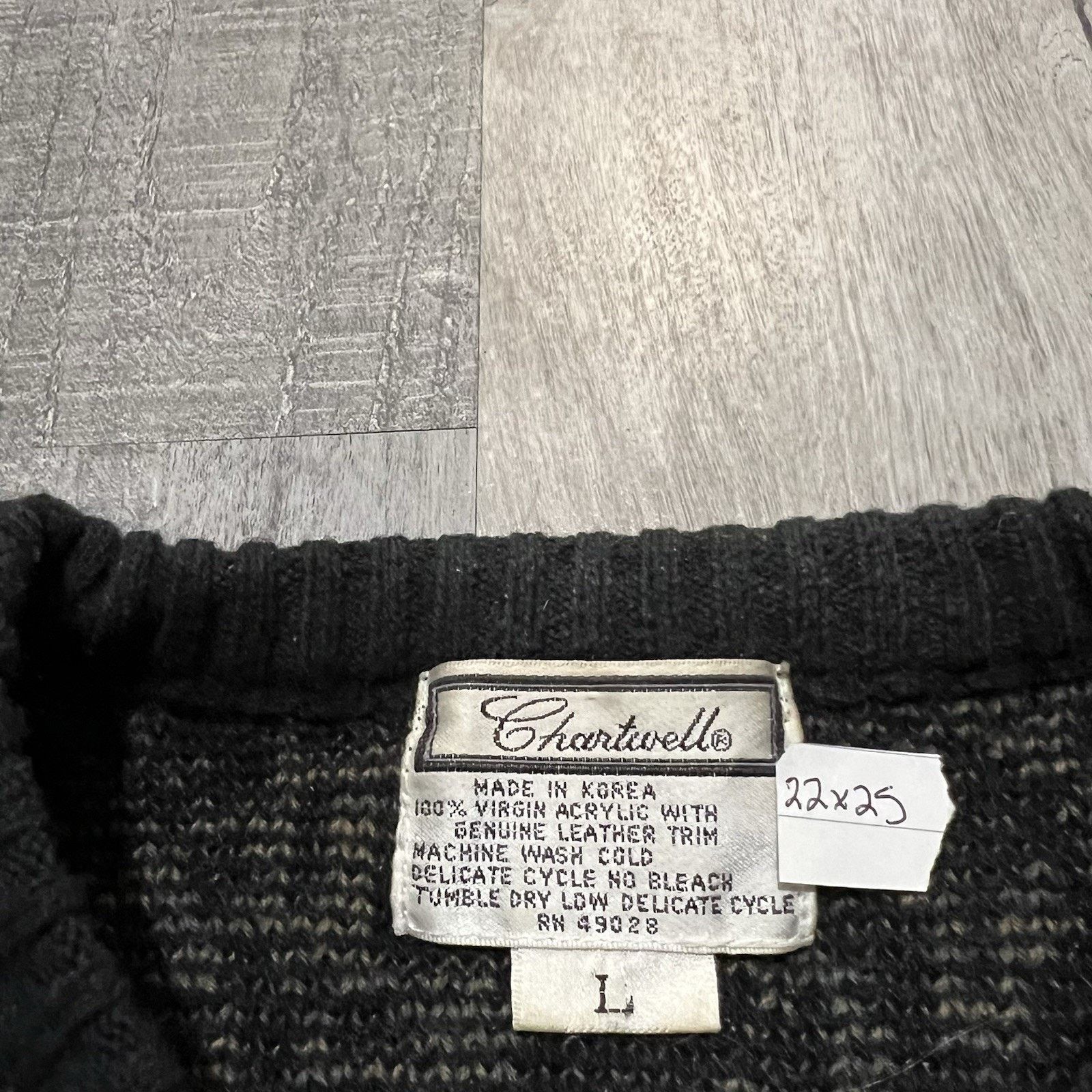 Vintage Vintage Chartwell Sweater 80s/90s Knit Geometric Leather Size US L / EU 52-54 / 3 - 5 Thumbnail