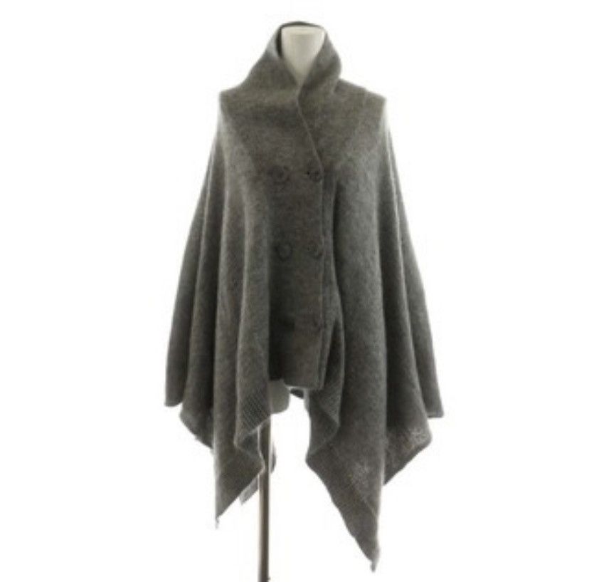 image of Maison Margiela Mm6 Fall13 Wool Poncho in Grey, Women's (Size Small)